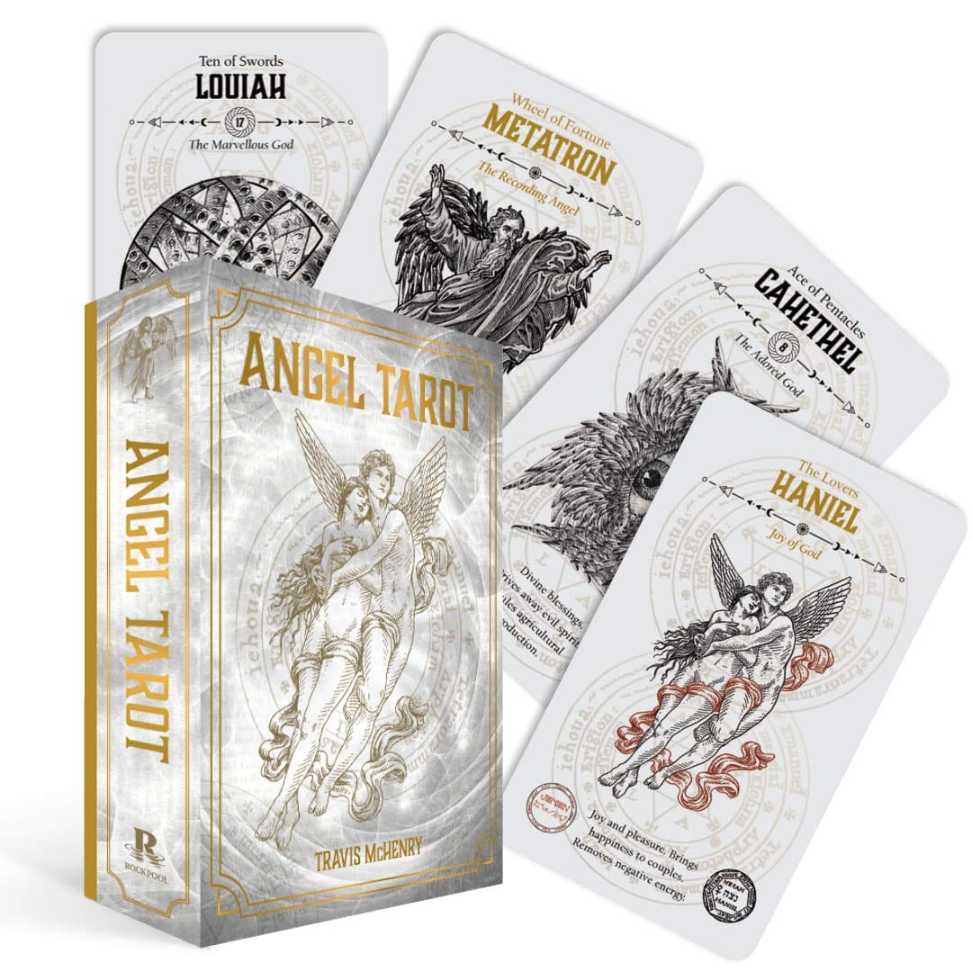 Angel Tarot Cards Deck - 78 Card Set with Guidebook for Divination, Spiritual Guidance & Angel Messages | Perfect for Beginners, Psychic Readings & Meditation