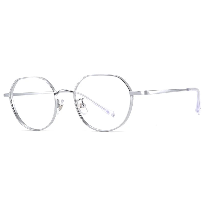 Bclear Unisex Full Rim Small Flat Top Round Titanium Eyeglasses 6954 - Lightweight & Durable Frame for Men & Women - Perfect for Reading, Work, and Everyday Use