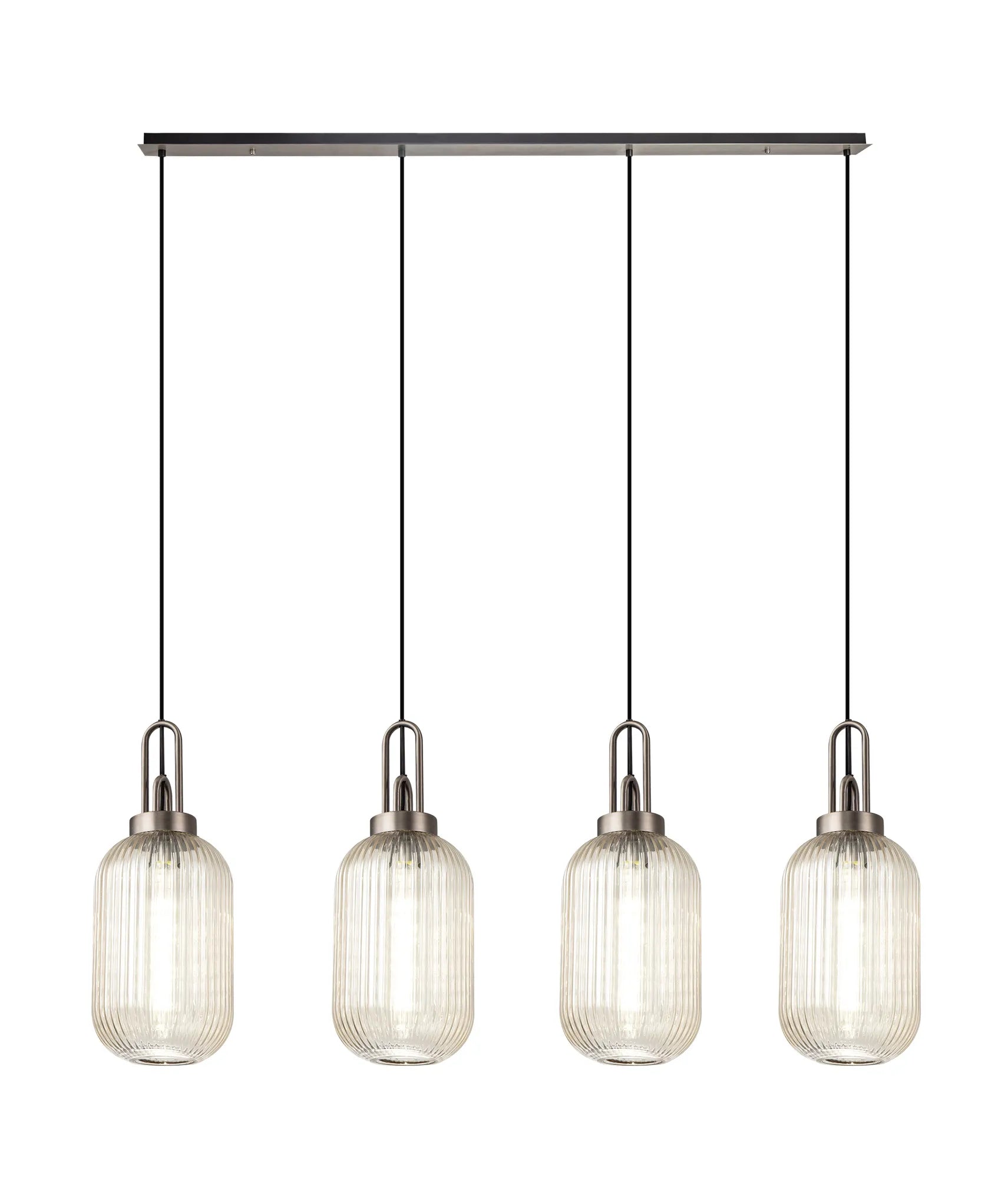 Cadiz 4Lt Linear Pendant Light Fixture - Modern Brushed Nickel/Matte Black/Bronze Finish - Perfect for Kitchen Island, Dining Room & Office Lighting