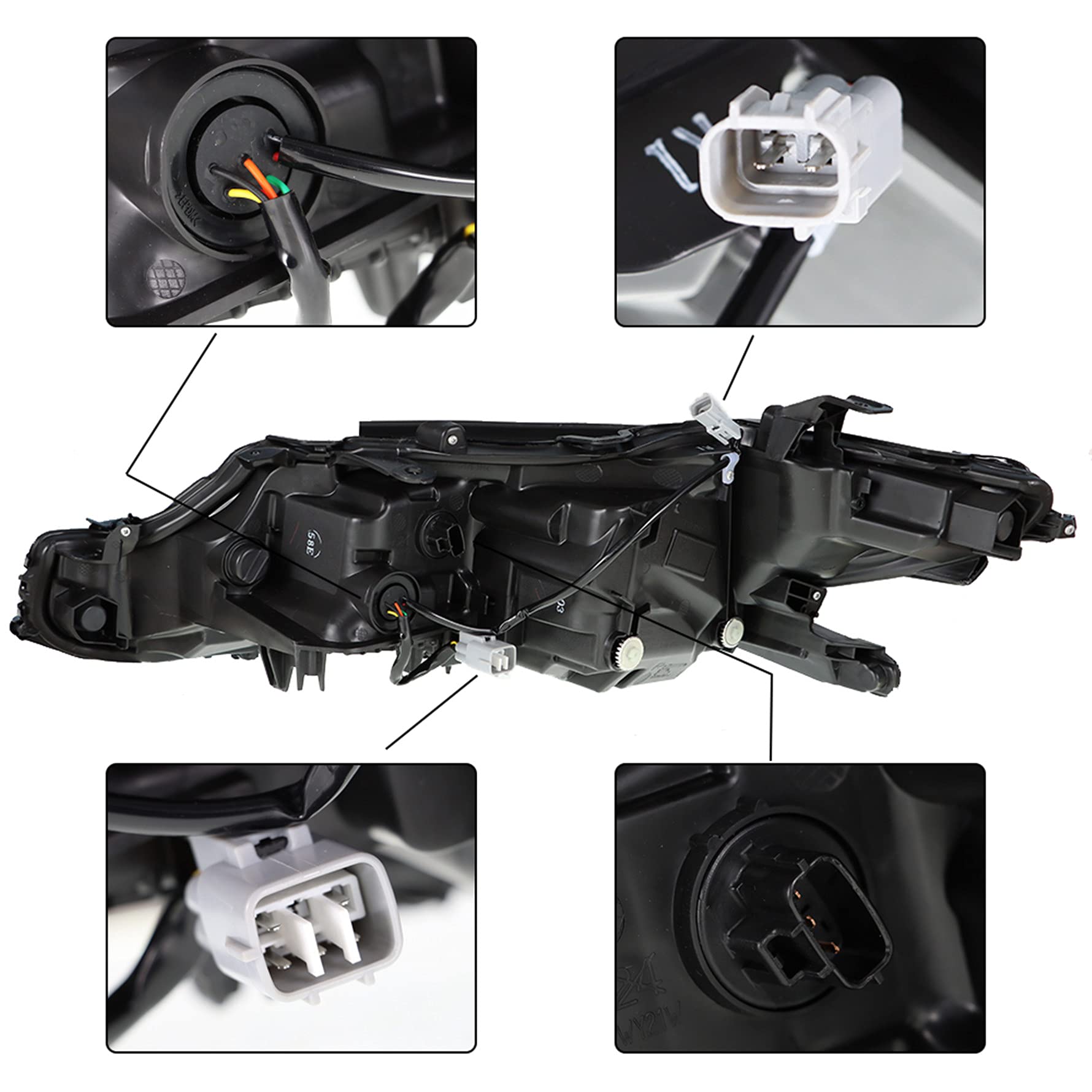 Munirater 81110-06C40 TO2503255 Black Right Front LED Projector Headlight Assembly - Replacement for 2018-2019 Toyota Camry L/LE/SE Models | Perfect for Night Driving & Enhanced Visibility