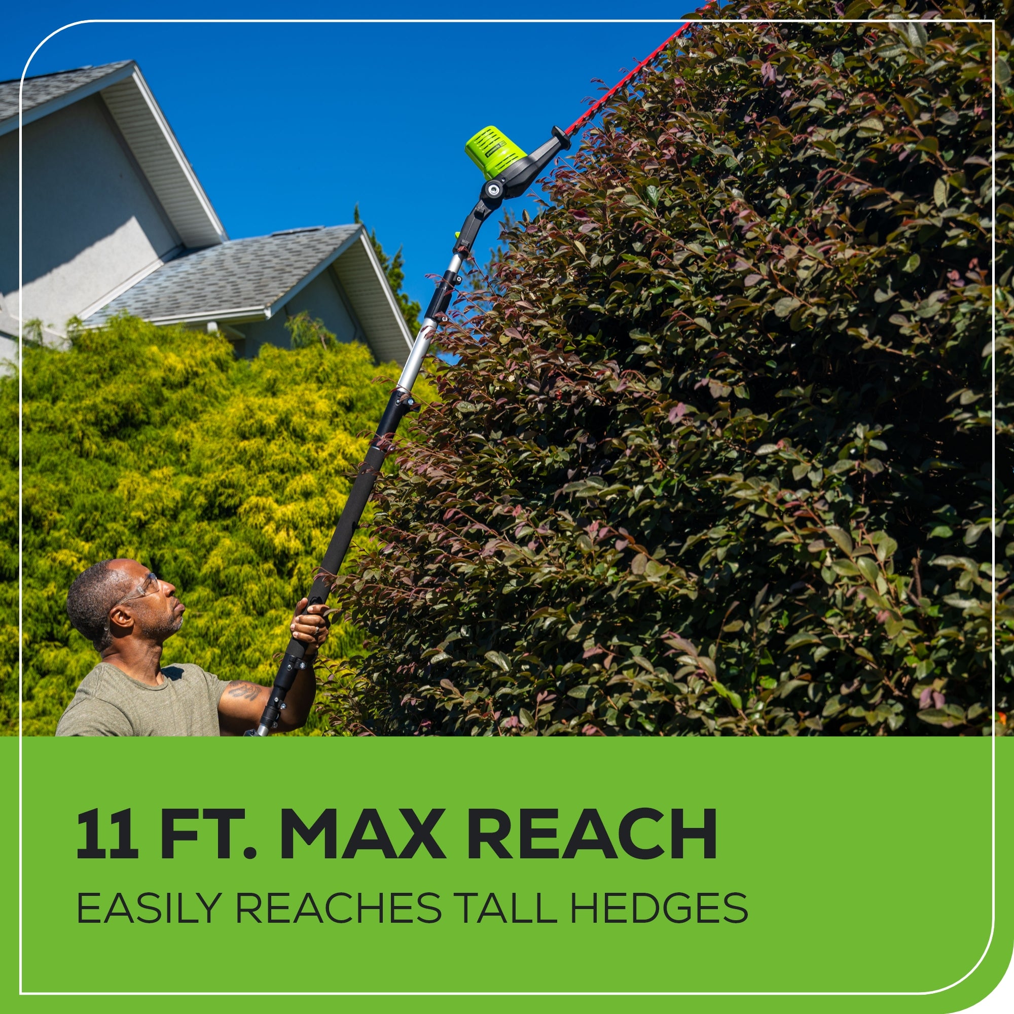 80V 20-Inch Cordless Battery Pole Hedge Trimmer - 3/4 Inch Cutting Capacity, 3000 SPM, with 2.0Ah Battery & Fast Charger - Perfect for Tall Hedges, Tree Trimming, and Landscaping Maintenance