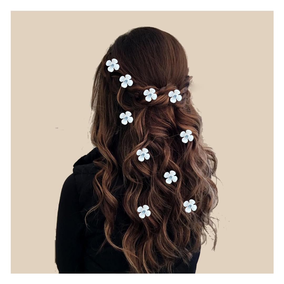 Elegant Gold Hair Pins for Women - Set of 10 Artificial Metal Hair Clips with Pearl Flowers & Crystal Stones | Bridal Hair Accessories for Weddings, Prom, Parties & Special Occasions