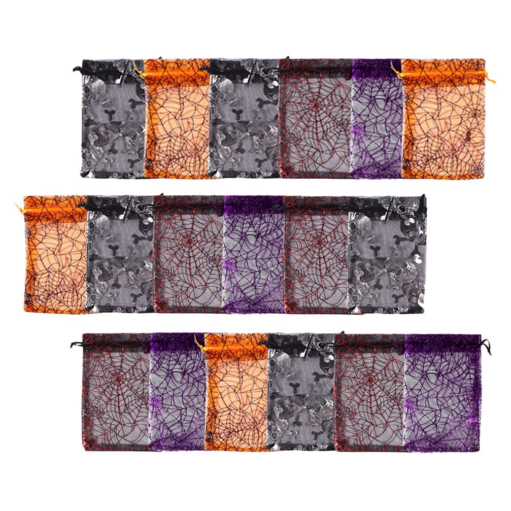 100Pcs Halloween Organza Drawstring Bags - Small Gift Pouch for Candy, Jewelry & Party Favors - Perfect for Halloween Parties, Trick or Treat, Wedding Favors & DIY Crafts