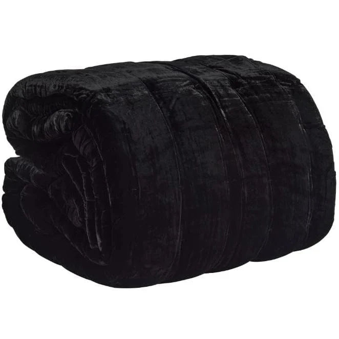 Luxury Pin Velvet Comforter Set - Queen Size Black Bedding for Winter - Soft & Warm Down Alternative Duvet Insert - Perfect for Master Bedroom, Guest Room & Hotel Use