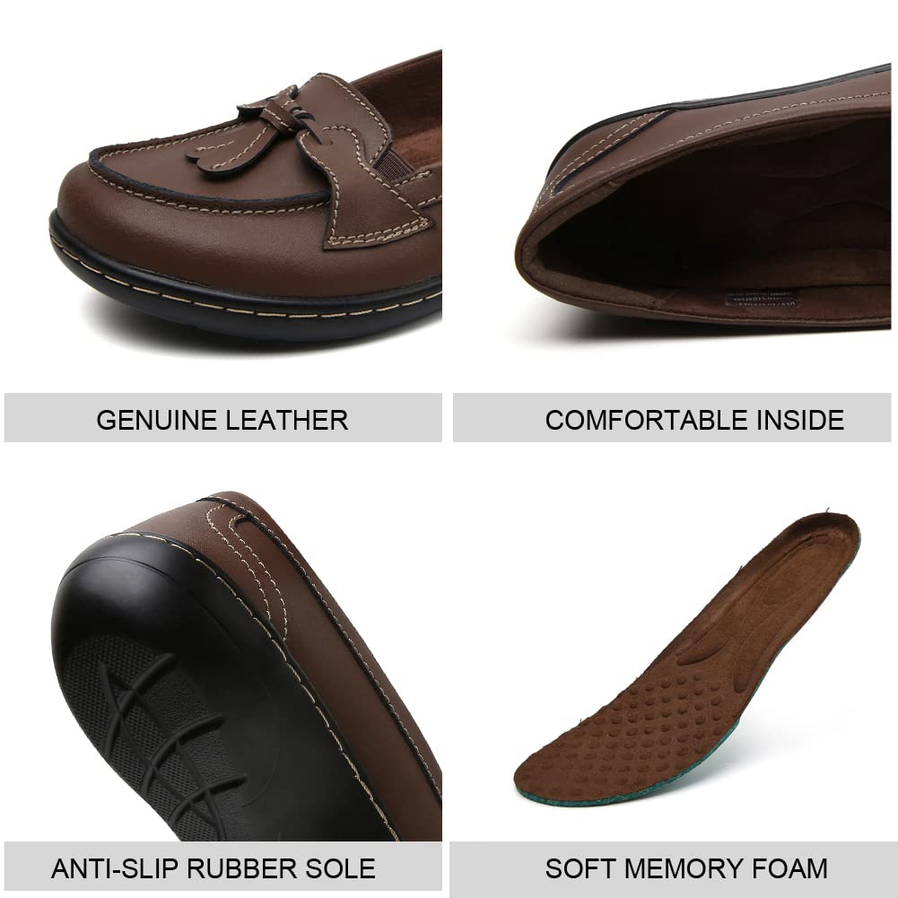 Maichal Women's Slip-On Loafers - Comfortable Leather Tassel Dress Shoes for Work, Office & Casual Wear | Elegant & Stylish Footwear