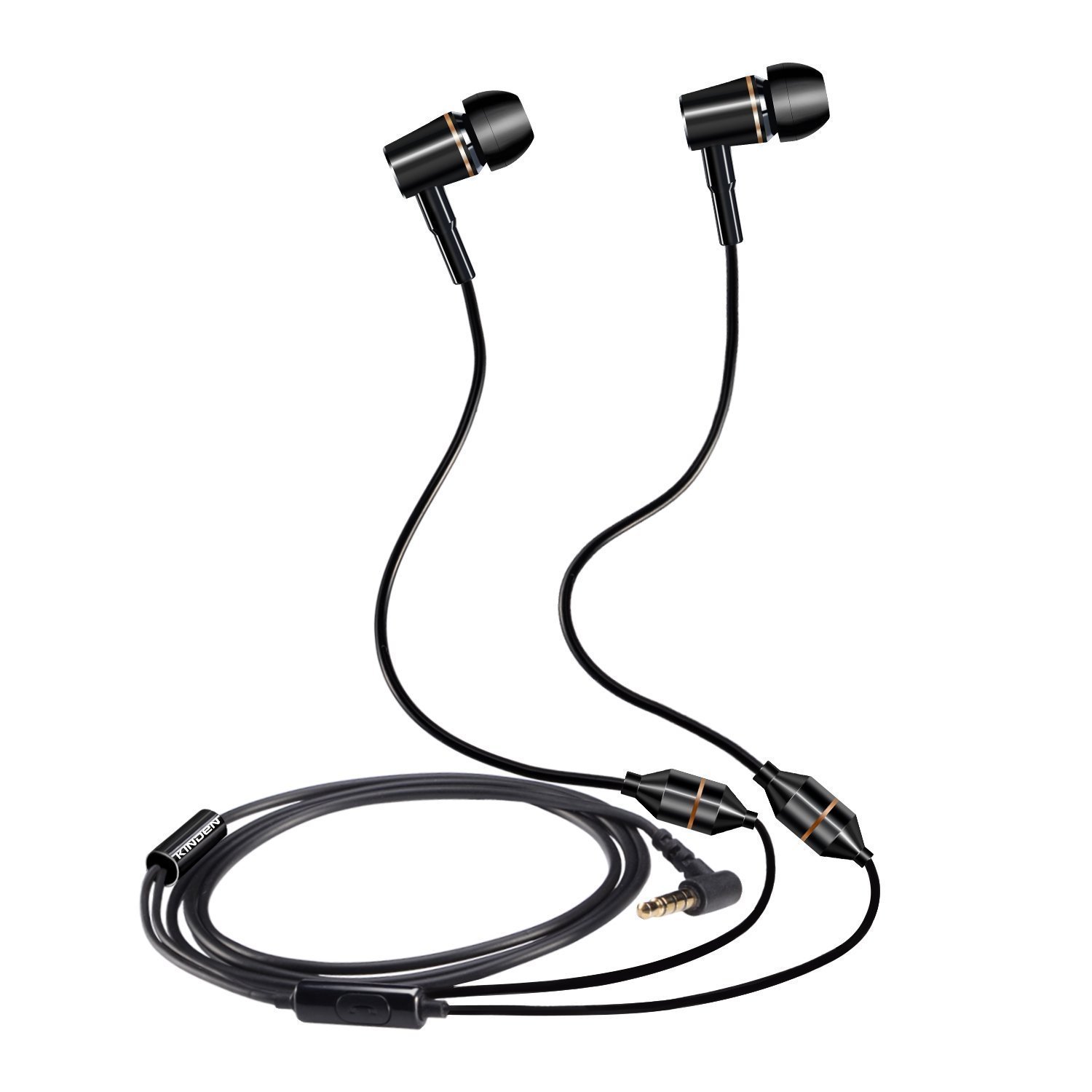 KINDEN Anti-Radiation Air Tube Headphones with Microphone - Wired Stereo Earbuds, Aluminum Metal Housing, Noise Cancelling for Safe & Clear Calls - Perfect for Office, Commuting & Gaming (Black)