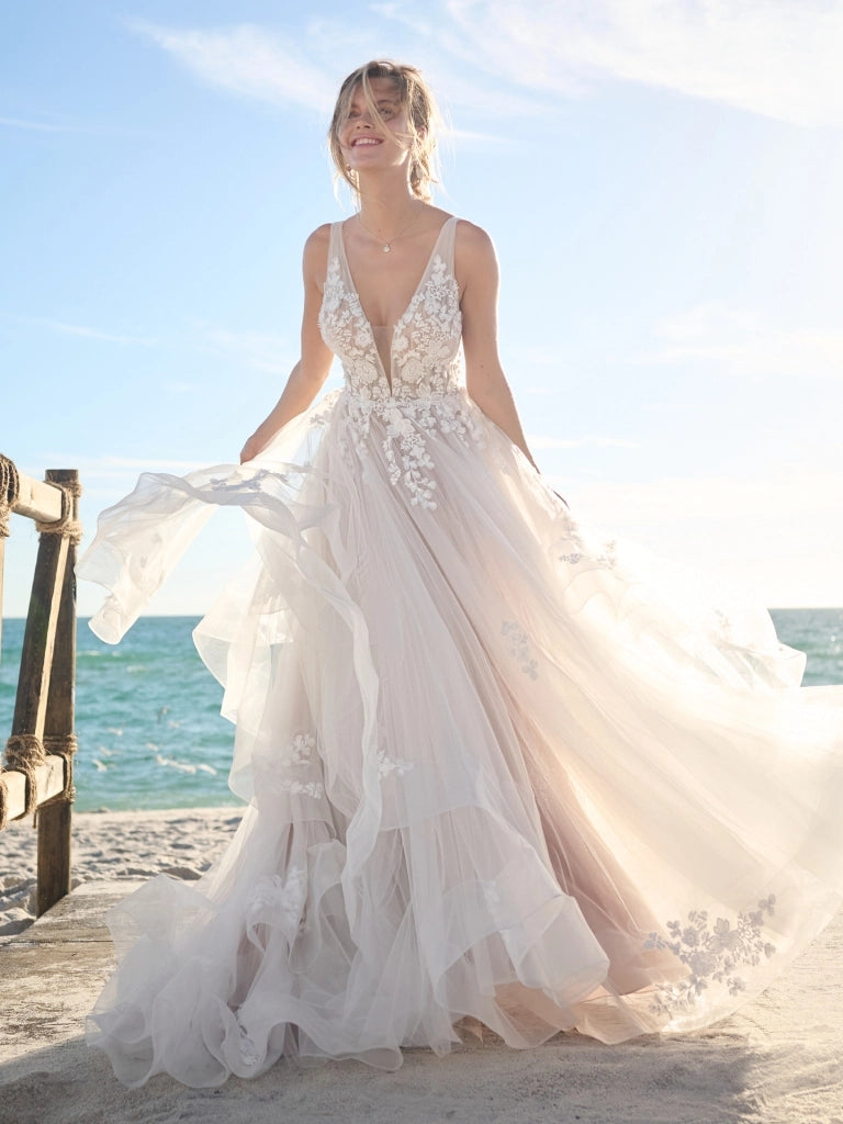 Winona by Rebecca Ingram Wedding Dress - Elegant A-Line Lace Gown for Brides | Perfect for Church Ceremonies & Beach Weddings