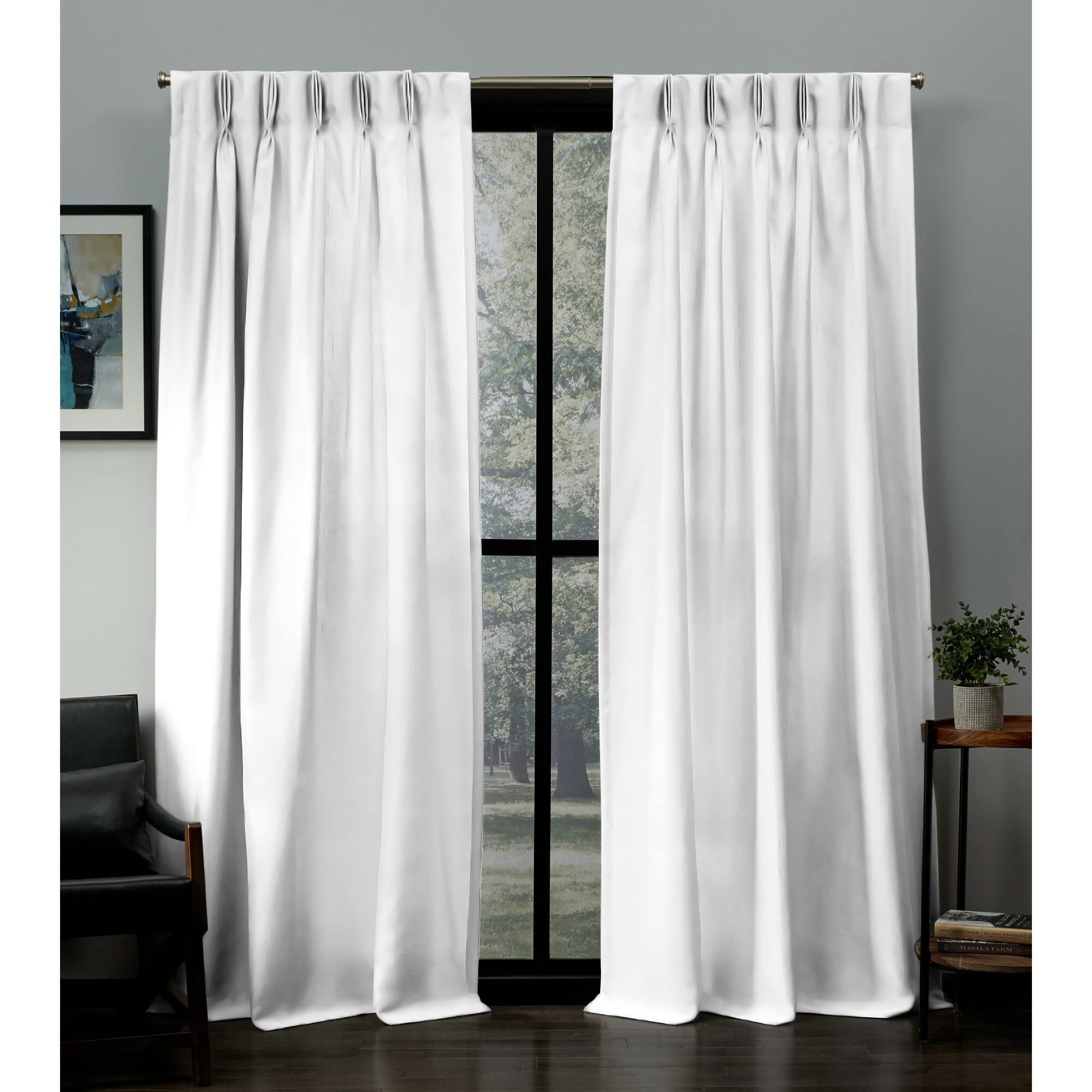 Magic Drapes Triple Pinch Pleat Blackout Curtains - 100% Room Darkening, Thermal Insulated, Spill Proof & Machine Washable Window Treatment Panels (1 Panel, 42x108 Inches, White) - Perfect for Bedrooms, Home Theaters & Light-Sensitive Sleepers