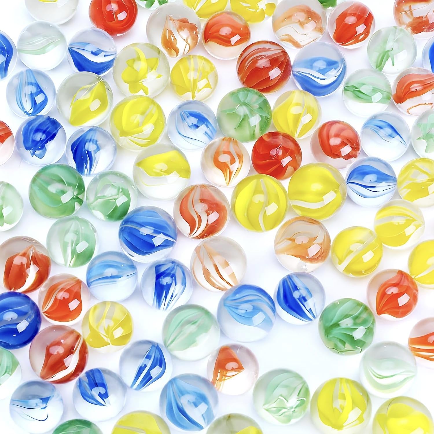 LovesTown 60PCS Bulk Glass Marbles - 0.63 Inch Cats Eye Marbles Mixed Colors for Kids Games, DIY Crafts, Home Decor | Vintage Toys for Marble Run, Jar Filler, Vase Decorations