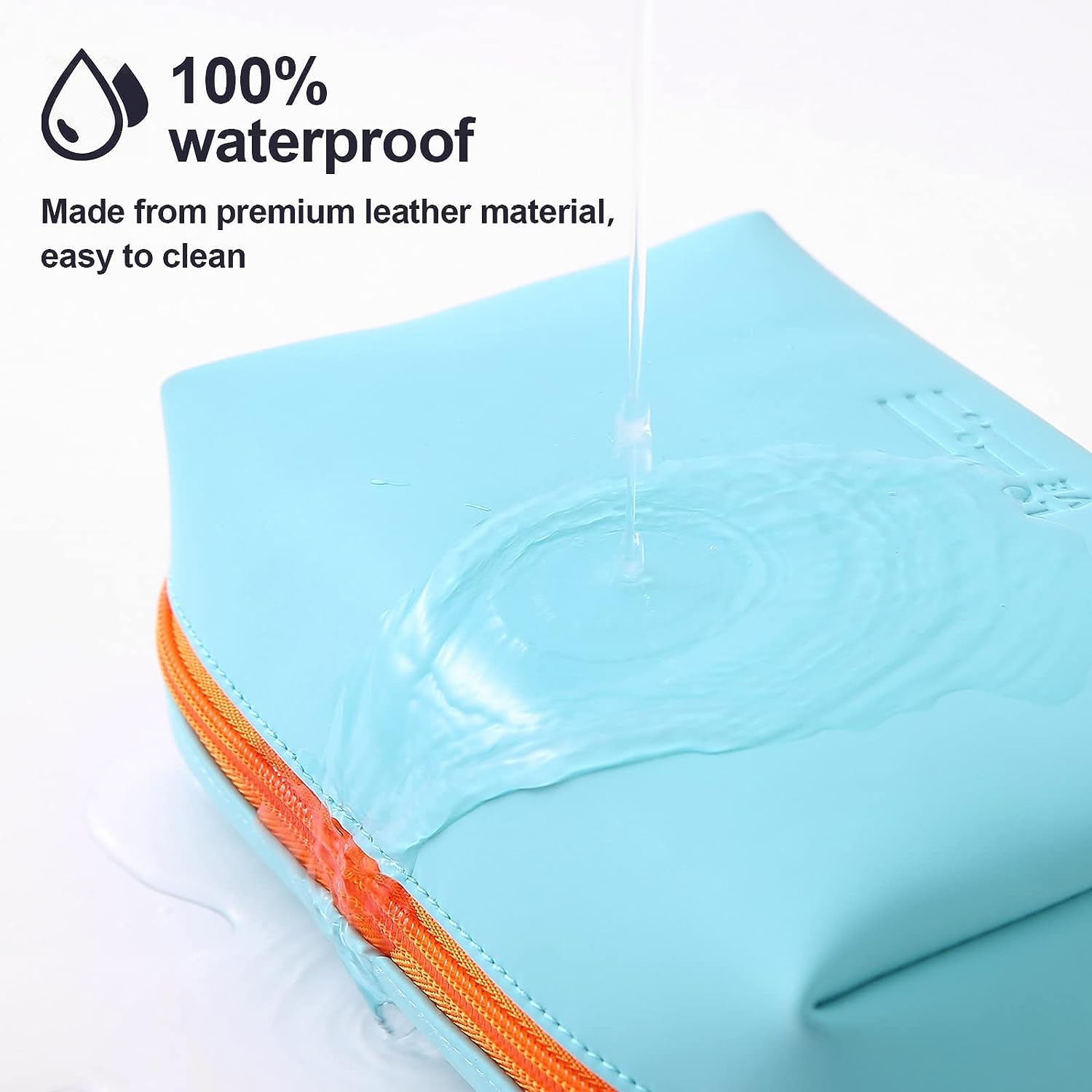 FASTUNBOX Large Capacity Waterproof Cosmetic Travel Bag - Makeup Organizer Storage Pouch for Women, Sky Blue (Small) | Perfect for Air Travel, Gym & Weekend Getaways