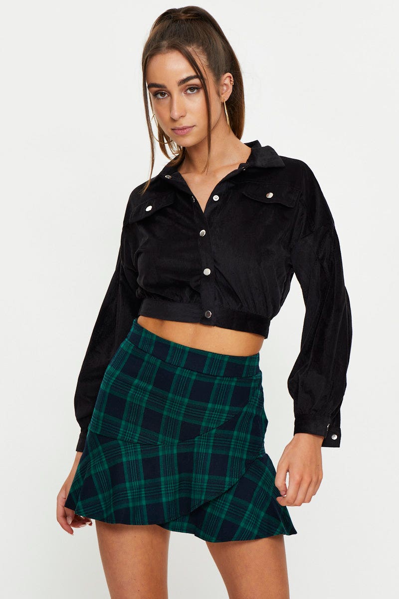 Stylish Black Crop Button Front Shirt for Women - Trendy Casual & Party Wear - Perfect for Summer Outfits, Date Nights & Music Festivals