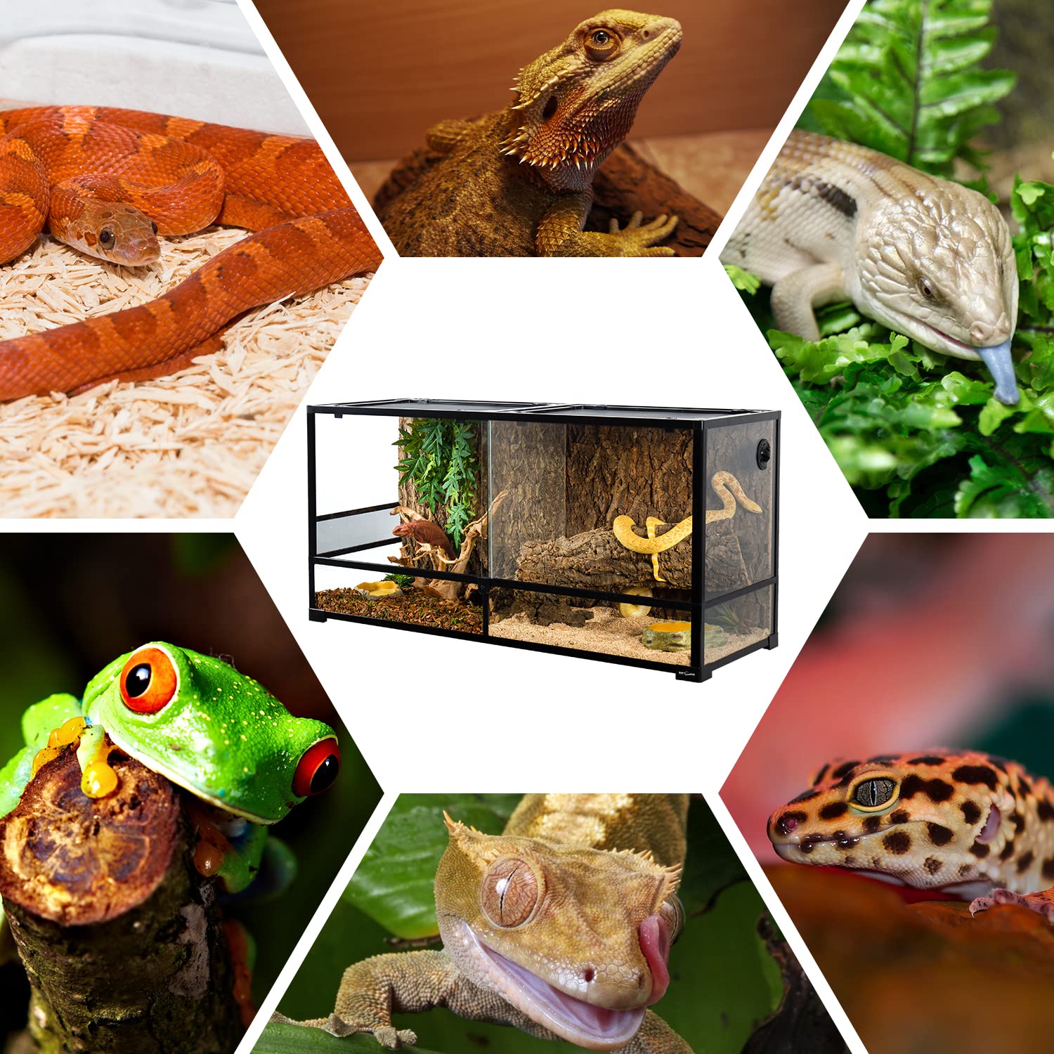 REPTIZOO 88 Gallon Large Reptile Terrarium Tank - 48