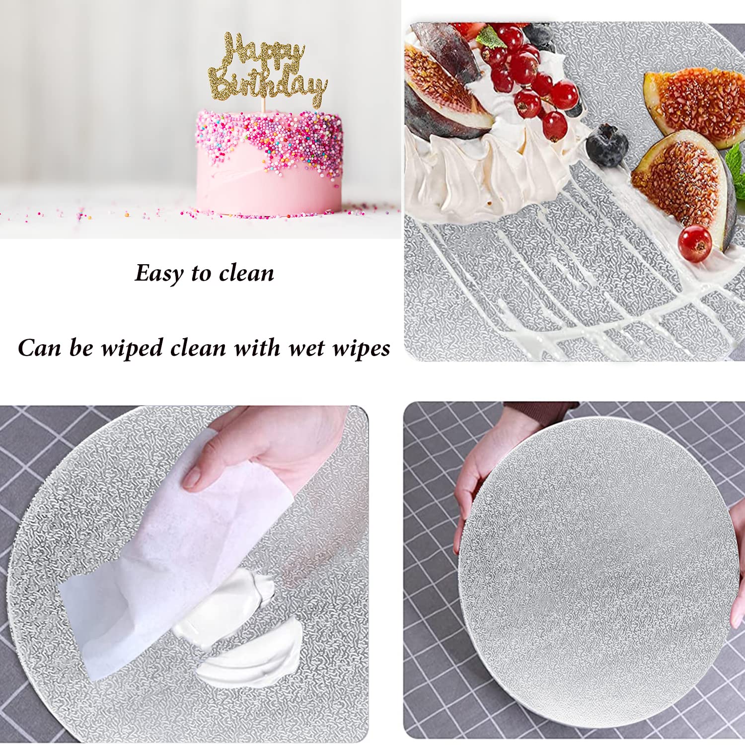 Premium 8-Pack Silver Cake Boards - 6, 8, 10, 12 Inch Round Cake Circles (2 Each Size) for Baking, Wedding & Birthday Cakes, Desserts, Pizza Decorating - Sturdy Cardboard Cake Base for Professional Baking, Party Display & Food Exhibition