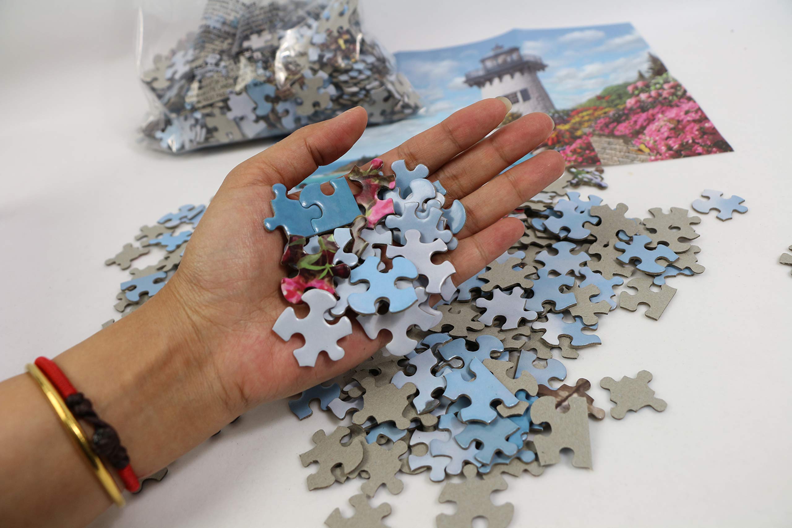 1000 Piece Jigsaw Puzzle - 27x20 Inch Large Lighthouse Harbor Scenic Puzzle for Adults & Teens - Perfect for Relaxation, Family Bonding & Home Decor
