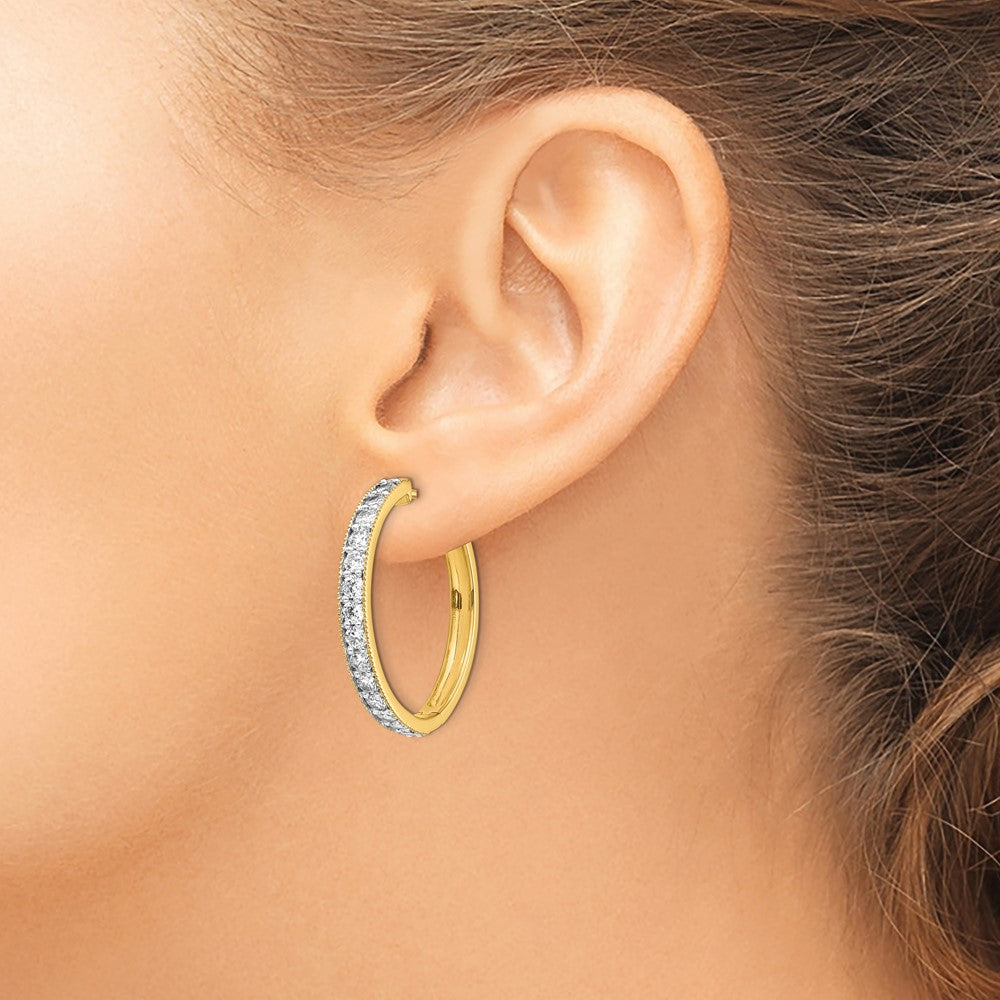 14K Gold Diamond Milgrain Hinged Hoop Earrings - Classic Elegant Dangle Earrings for Women | Model EM4284 | Perfect for Weddings, Parties & Special Occasions