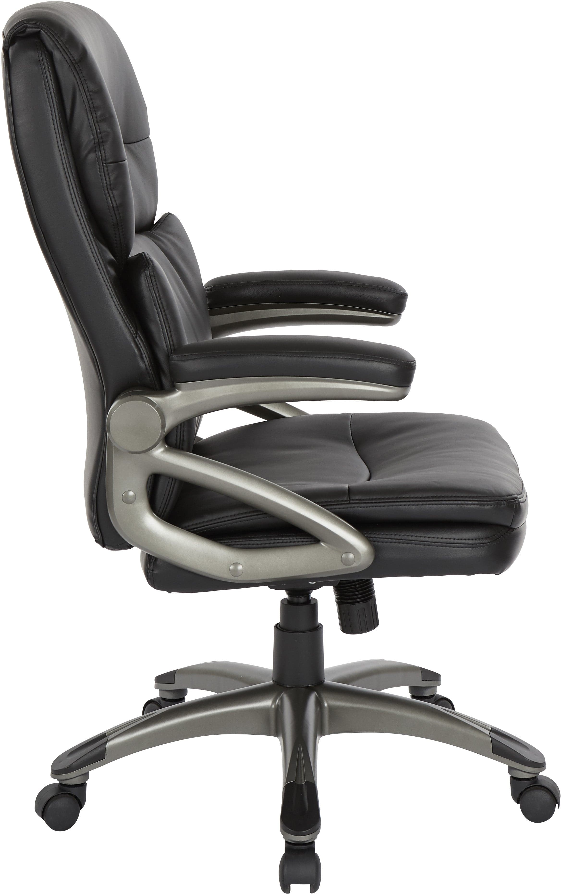 Office Star High Back Leather Executive Manager's Chair [ECH9123] - Ergonomic Office Chair for Home & Business, Premium Leather Desk Chair with Lumbar Support for Comfortable Working