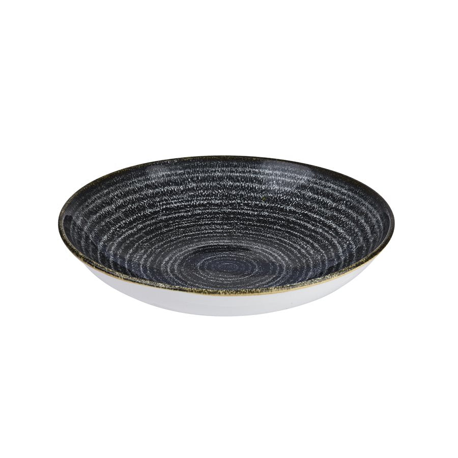 Churchill Studio Prints Homespun 40 Oz Coupe Bowl - Set of 12 in Charcoal Black | Durable Stoneware for Soup, Salad & Serving | Perfect for Restaurants, Catering & Home Dining