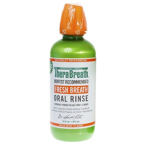 TheraBreath Dentist Recommended Fresh Breath Oral Rinse - Mild Mint Flavor, 16 Ounce (Pack of 6) | Alcohol-Free Mouthwash for Bad Breath, Gingivitis & Dry Mouth | Perfect for Daily Use, Travel & Post-Meal Freshness