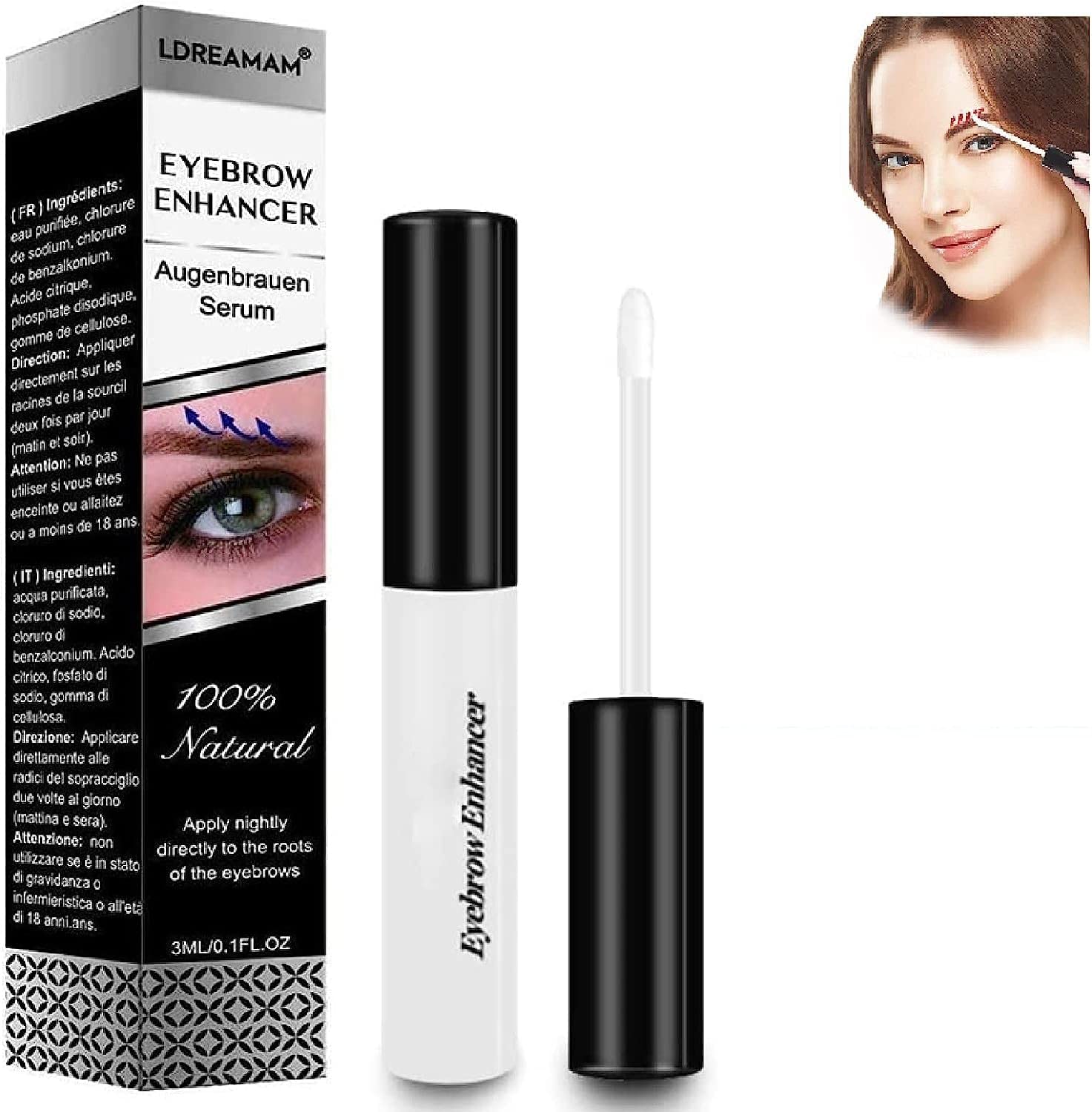 Natural Eyebrow Growth Serum for Thicker, Fuller Brows & Eyelash Enhancer - 1pc | Promotes Healthy Hair Growth | Perfect for Daily Beauty Routine & Special Occasions