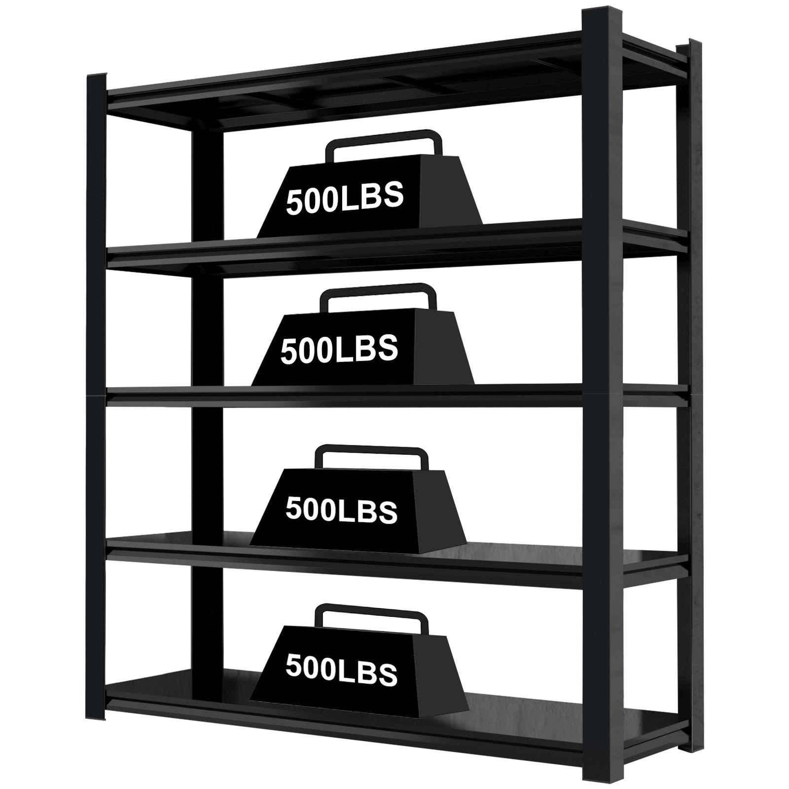 15.75 Inch Wide Black Metal Shelving Unit with 5 Adjustable Dividers - Heavy Duty Storage Shelf for Garage, Kitchen, Office - Large Capacity & Strong Load Bearing for Organizing Tools, Pantry Items & Office Supplies