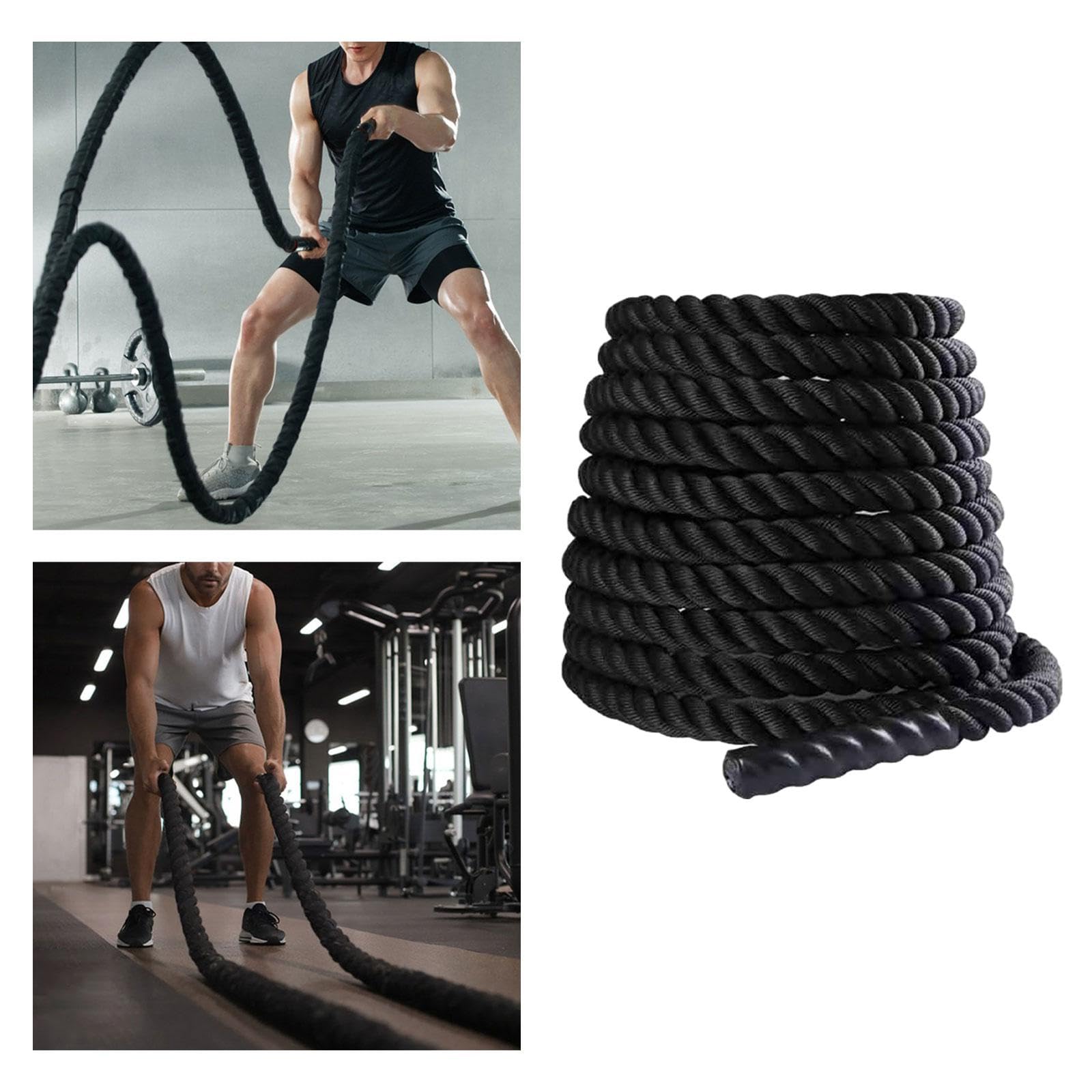 Professional Battle Rope for CrossFit & Strength Training - 9.8ft Heavy Duty Exercise Rope for Outdoor Workouts, Gym Training & Home Fitness - Perfect for HIIT, Cardio & Full Body Workouts