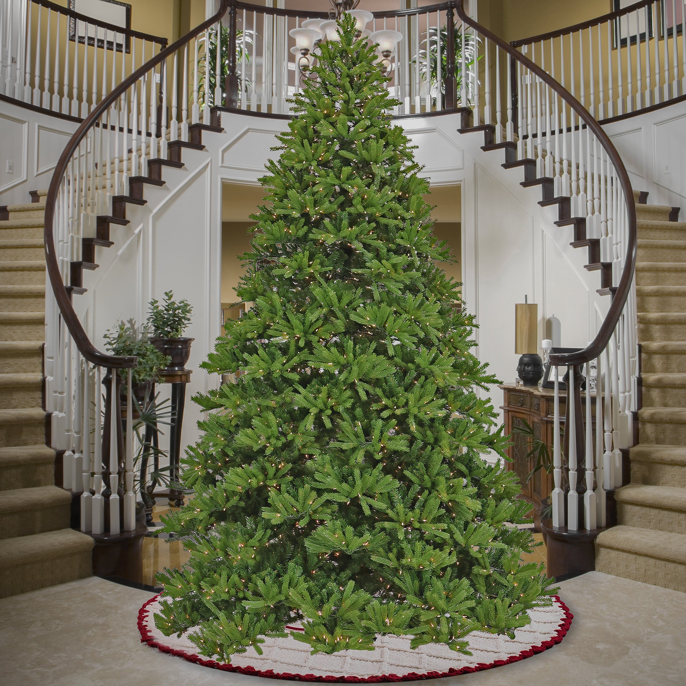 12ft Pre-Lit Jersey Fraser Fir Artificial Christmas Tree with Clear Lights - Perfect for Home, Office, and Holiday Decorations