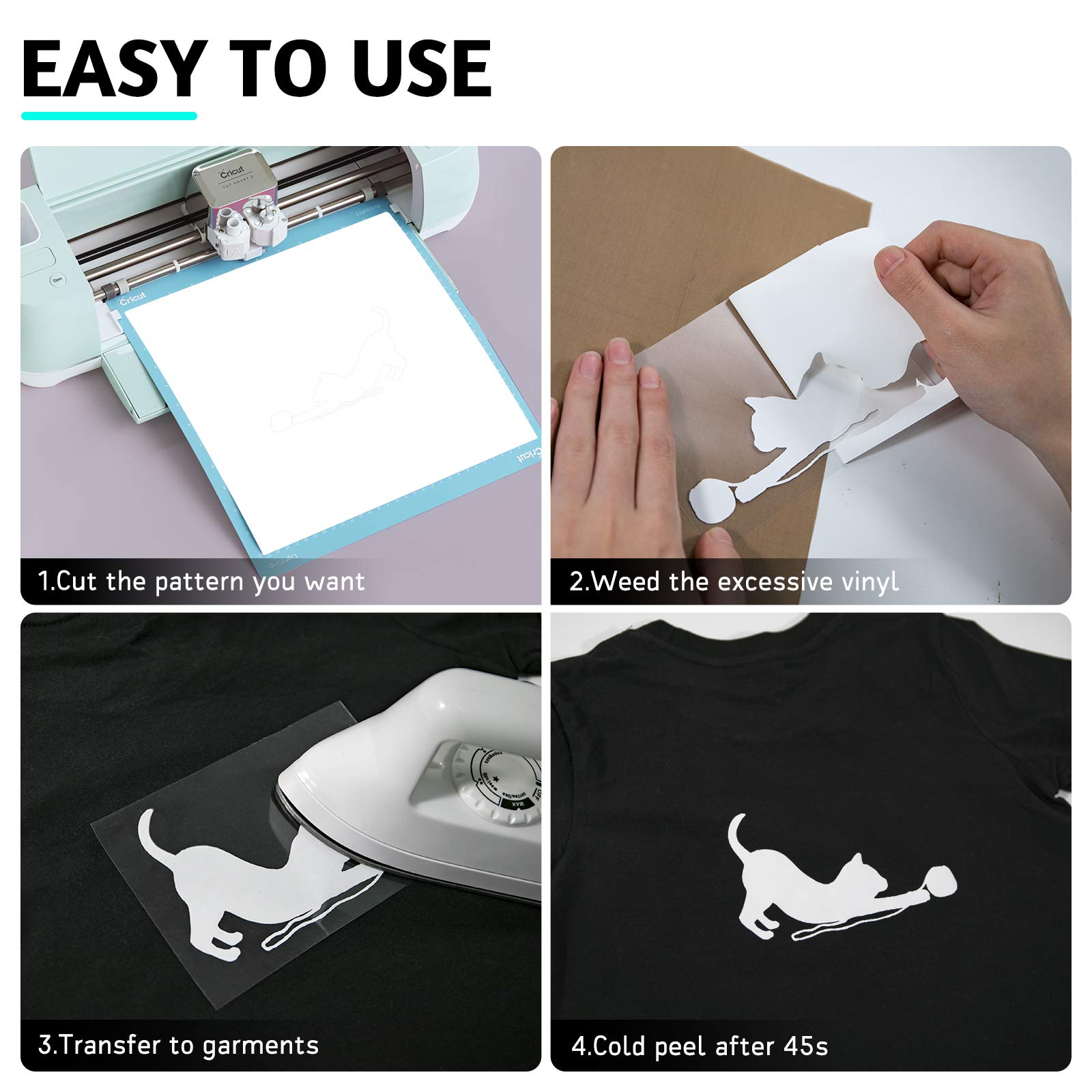 Premium White & Black HTV Heat Transfer Vinyl Bundle - 12