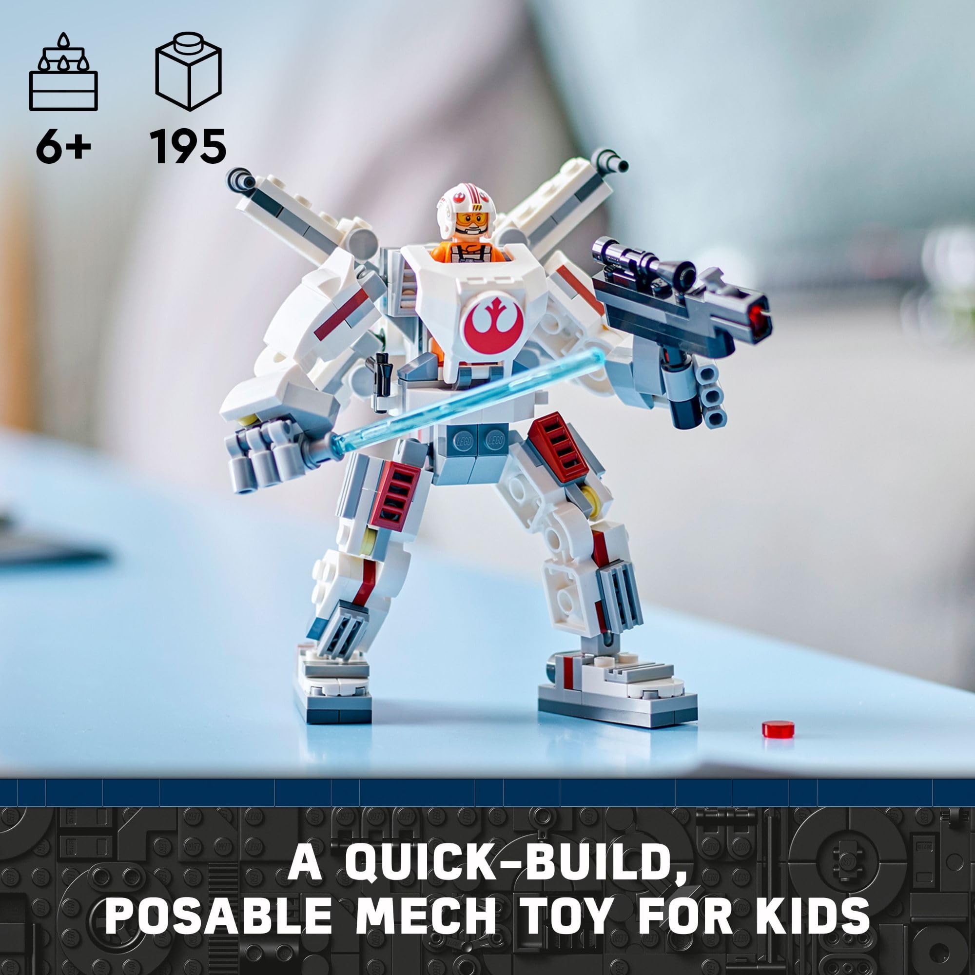 **LEGO Star Wars Luke Skywalker X-Wing Mech Building Kit – Buildable Action Figure with Luke Skywalker Minifigure, Collectible Star Wars Toy for Kids Ages 6+, Creative Gift for Boys & Girls – Perfect for Play, Display & Star Wars Fans (Set 75390)**