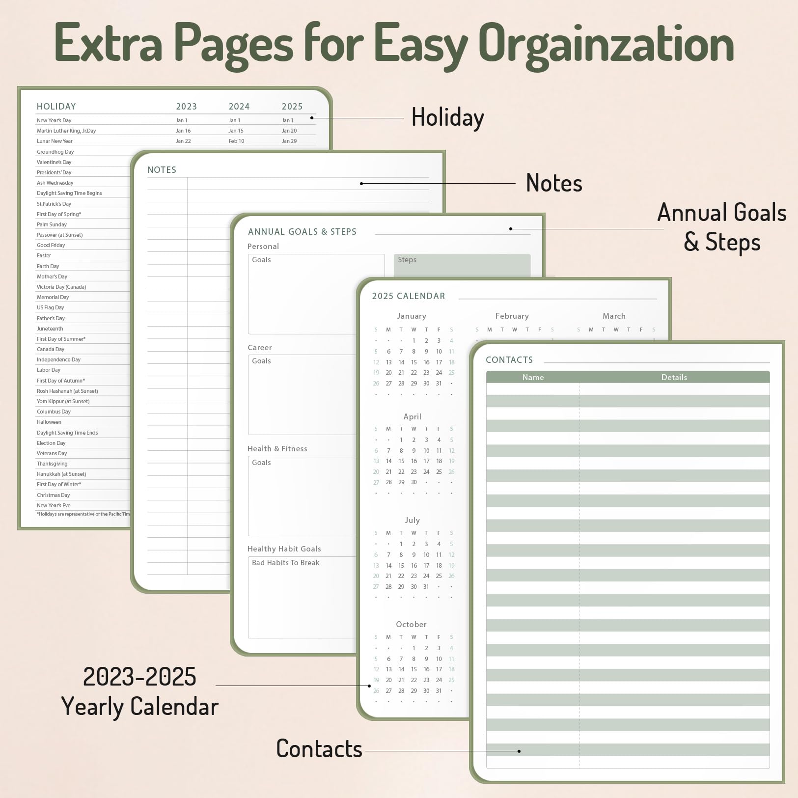 2025-2026 Undated Planner - B5 Daily Weekly Monthly Organizer with 12-Month Calendar, Simplified Large Schedule Notebook for Men & Women (7