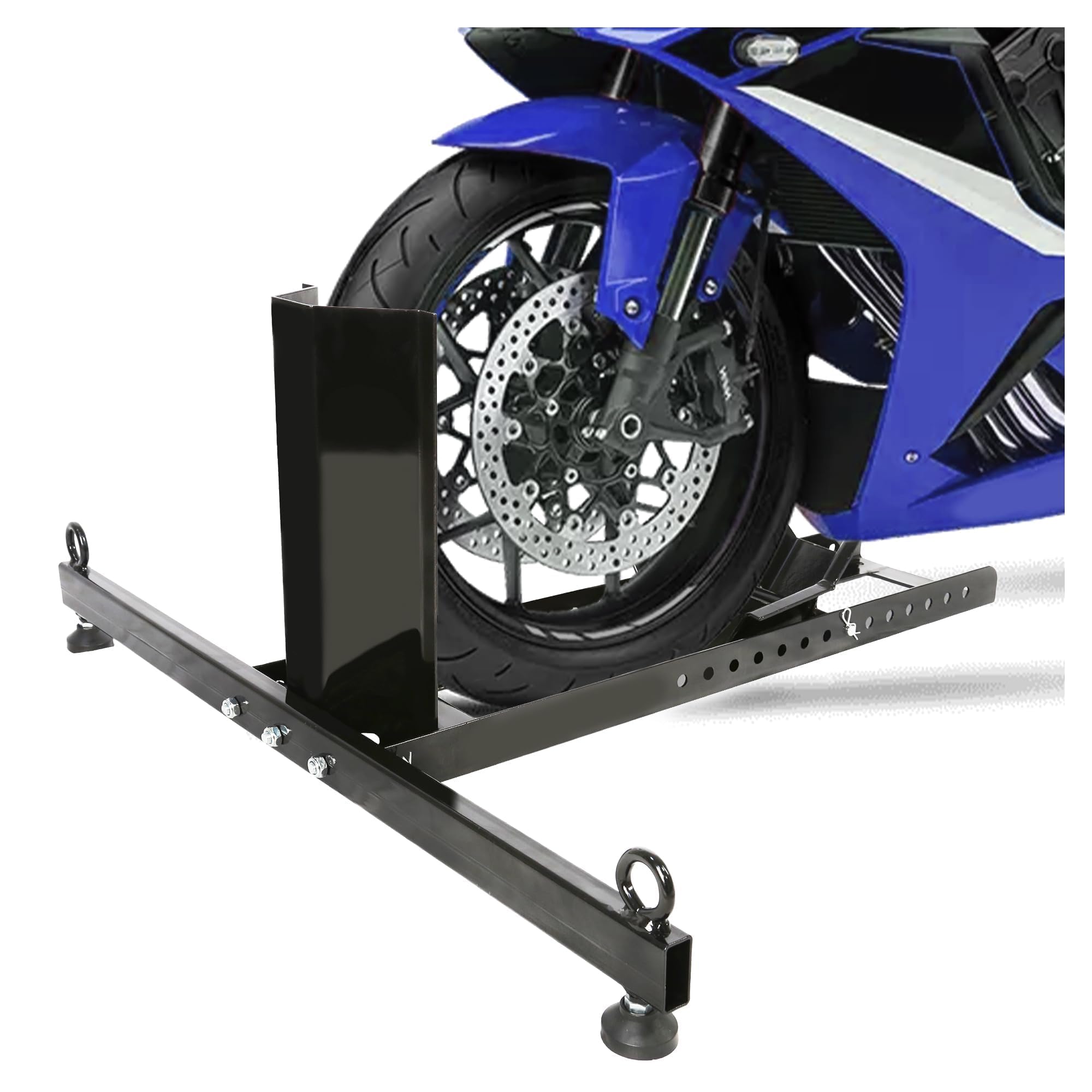Heavy Duty Adjustable Motorcycle Wheel Chock Stand - 1800lbs Capacity, 3
