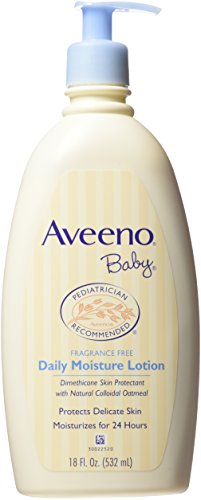 Aveeno Baby Daily Moisture Lotion Fragrance Free 18 Ounce 2 Pack - Gentle Hydration for Newborn & Infant Skin Care - Perfect for Daily Use & Sensitive Skin