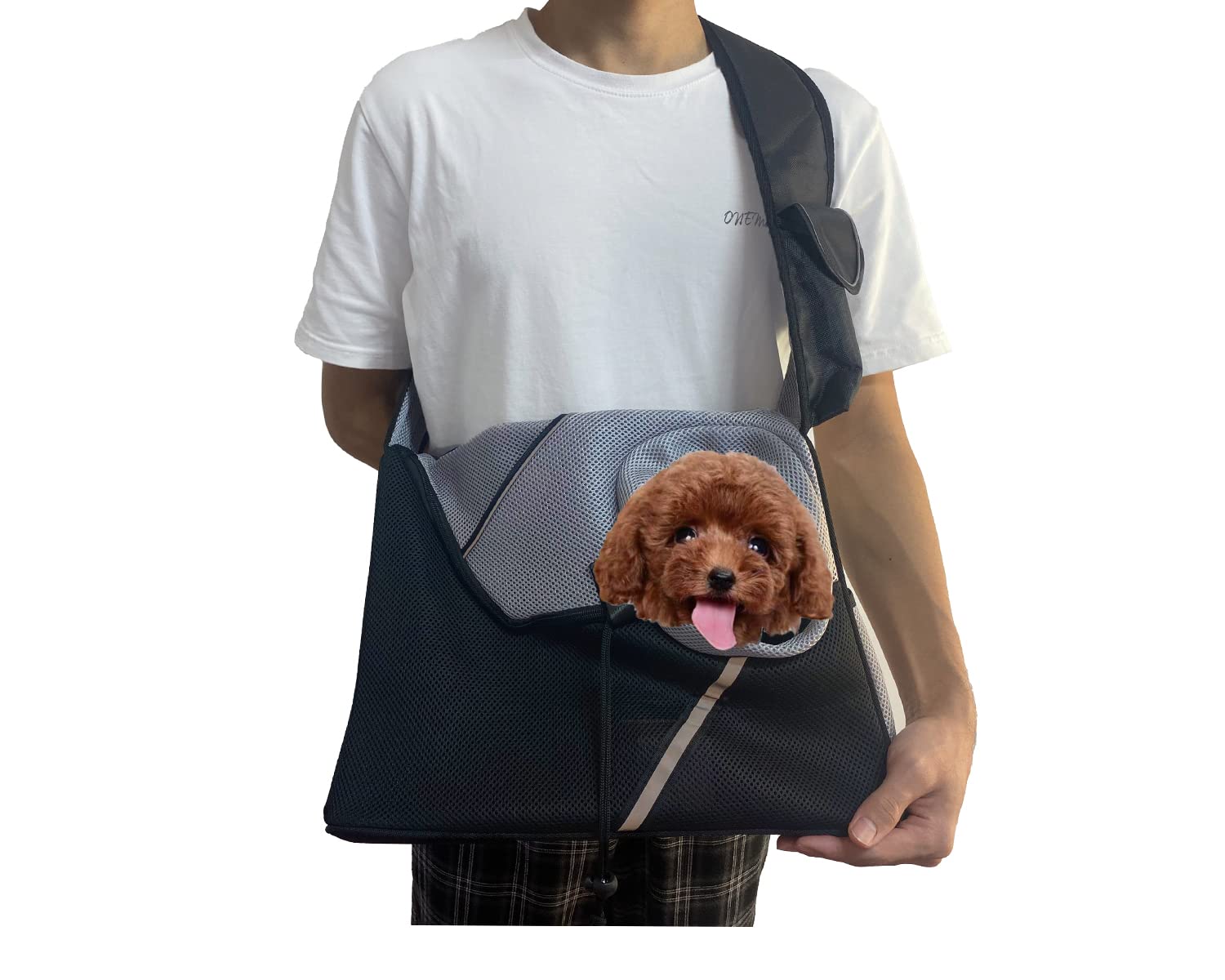 **Hands-Free Adjustable Dog Sling Carrier - Breathable Mesh Pet Backpack for Small Dogs & Cats (Black, Sizes C & L) - Perfect for Travel, Hiking & Outdoor Adventures**