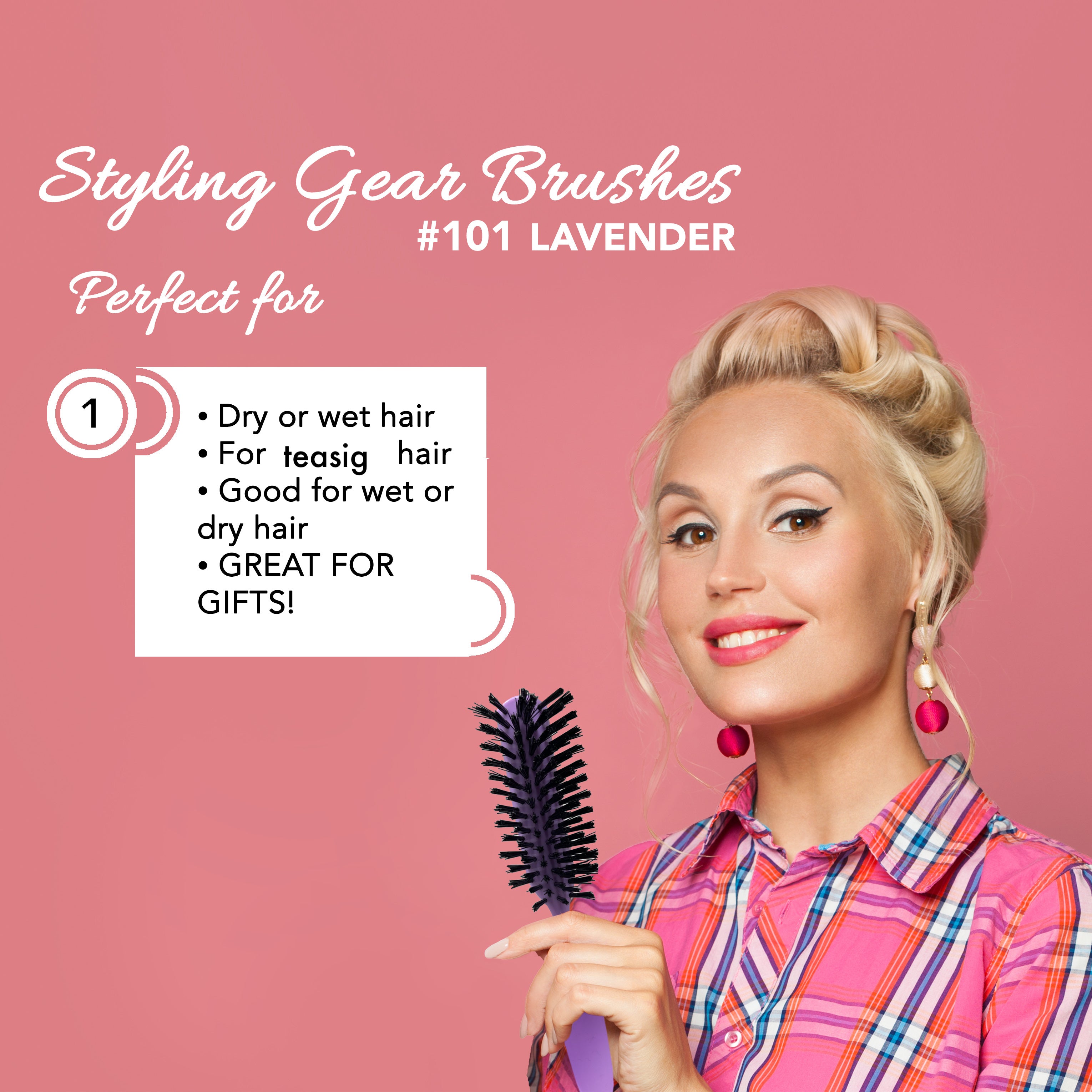 Styling Gear 7 Row Hair Brush with Nylon Bristles - 2 Pack Detangling Brush for Smooth & Shiny Hair - Perfect for Home, Salon & Travel Use