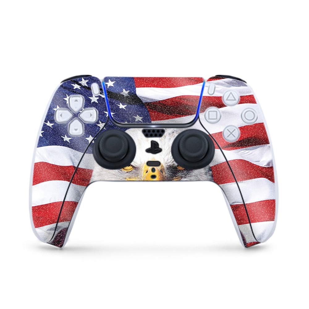 MightySkins Glossy Glitter Gaming Skin for PS5 Controller - Patriotic American Design | Durable High-Gloss Finish | Easy to Apply & Remove | Made in USA | Perfect for Gaming Enthusiasts & Customization Lovers