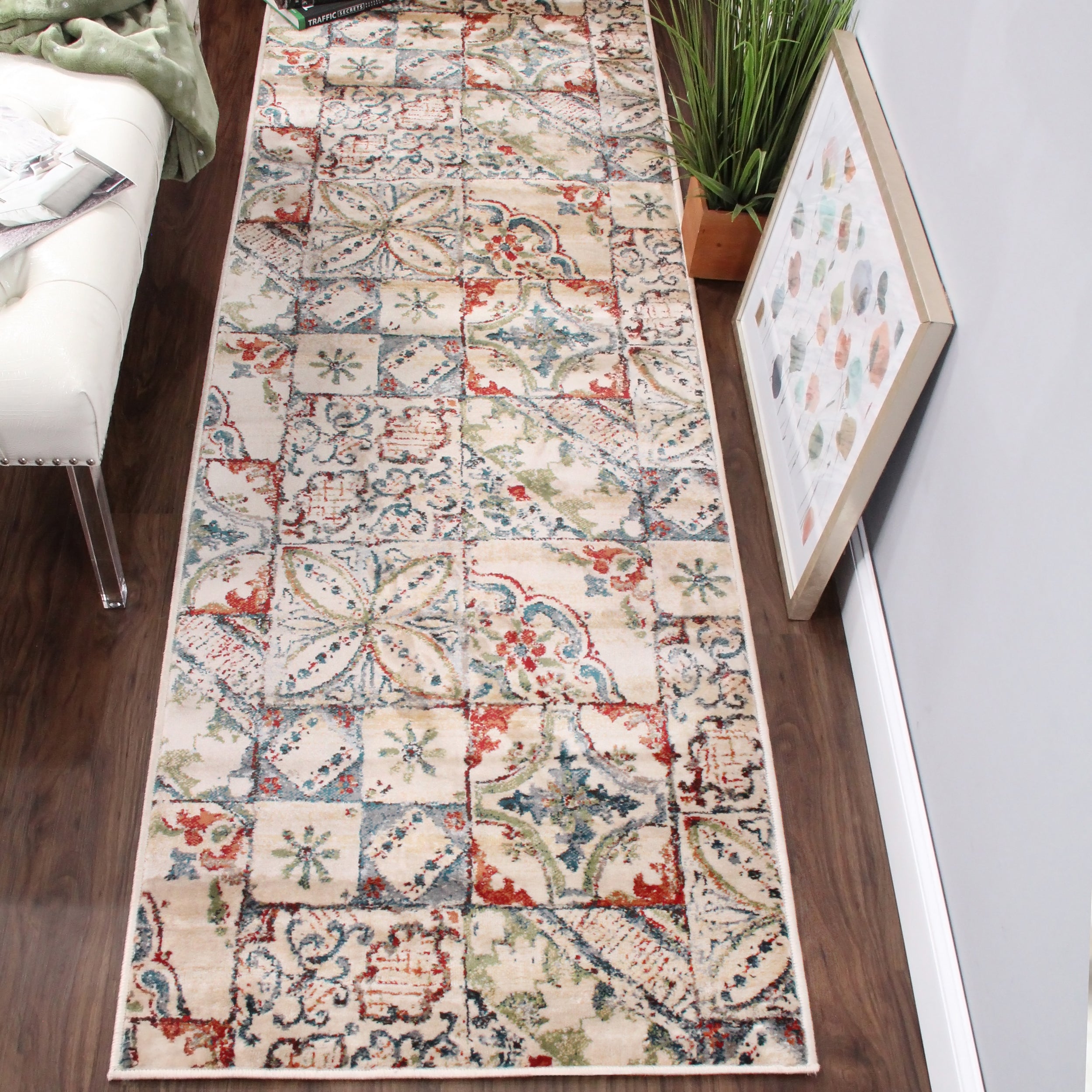 Vanessa Rustic Patchwork Indoor Modern Area Rug - Soft Boho Chic Living Room Carpet for Bedroom, Nursery & Home Decor