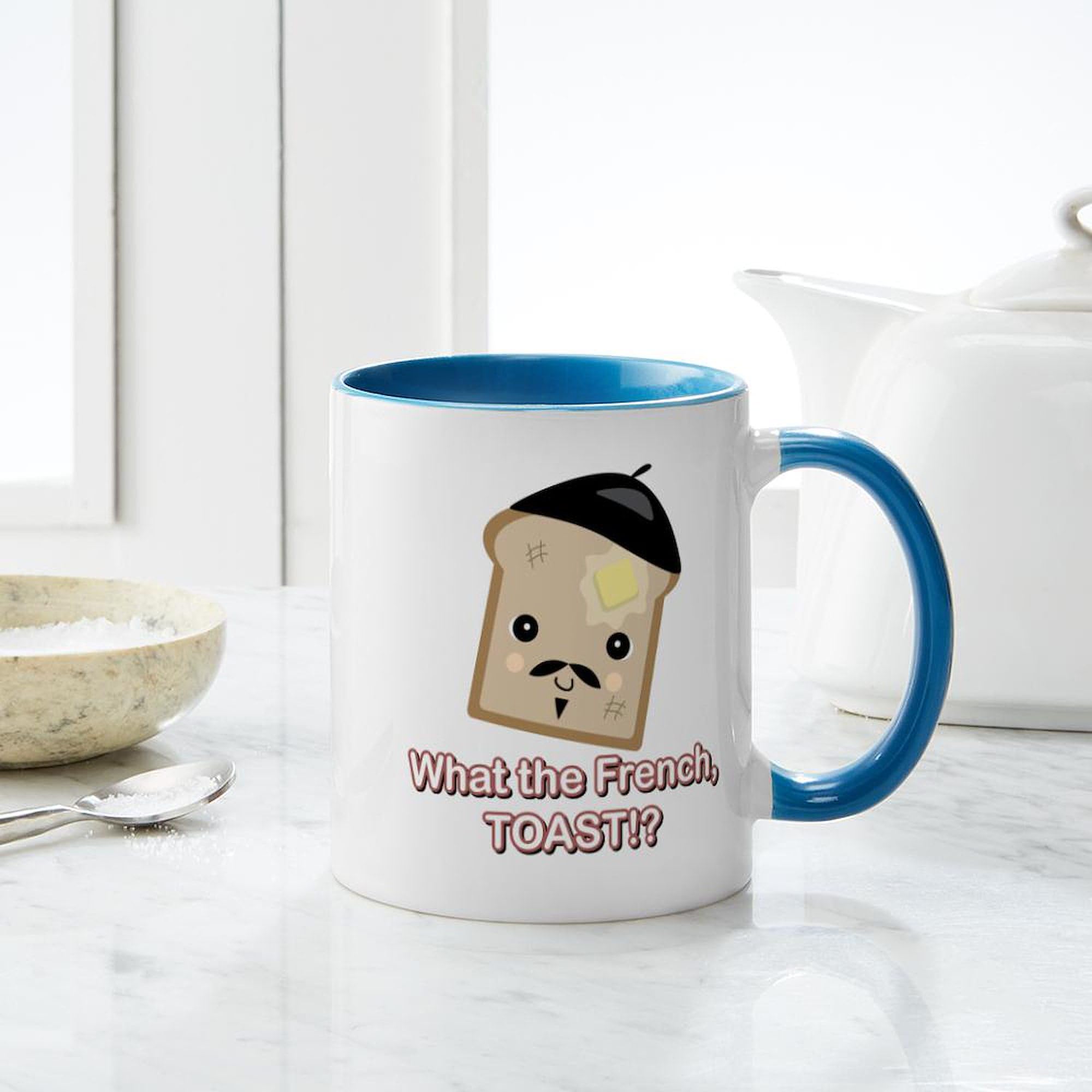 What The French Toast Kawaii Style 11 oz (325 ml) Ceramic Coffee Mug - Cute Anime Themed Cup for Tea, Hot Chocolate & Office Use