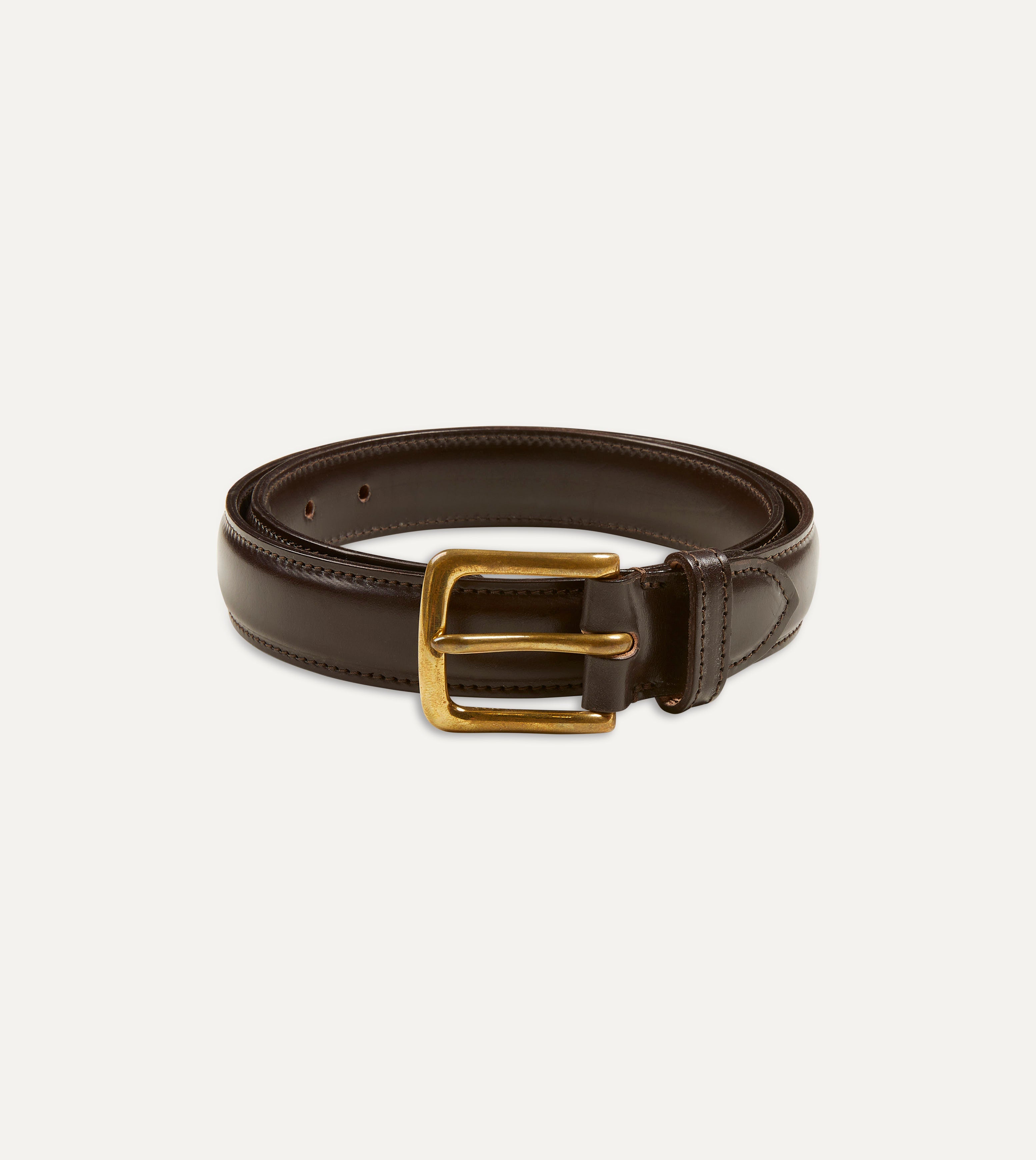 Premium Dark Brown Bridle Leather Belt - Full Grain Leather, Brass Buckle - Perfect for Business, Casual & Formal Wear