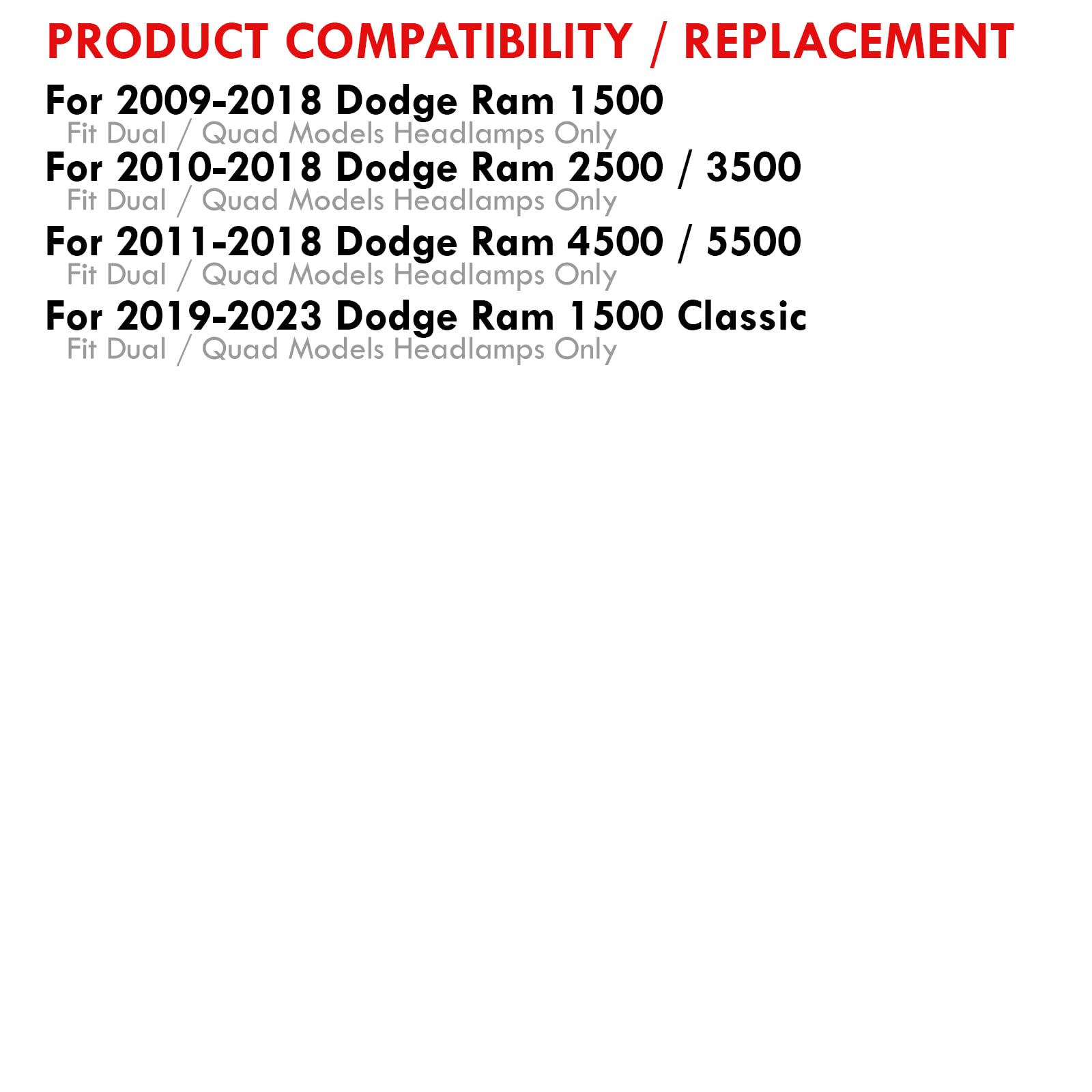 Ram 1500-5500 LED DRL Headlights & Turn Signals - Chrome Housing, Clear Lens for 2009-2018 Models - Off-Road & Street Use