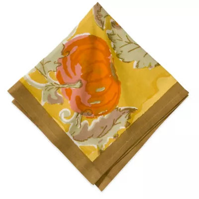 Premium Pumpkin Orange & Mustard Yellow Cotton Napkins - Set of 6 for Thanksgiving, Fall Dinner Parties & Autumn Table Decor