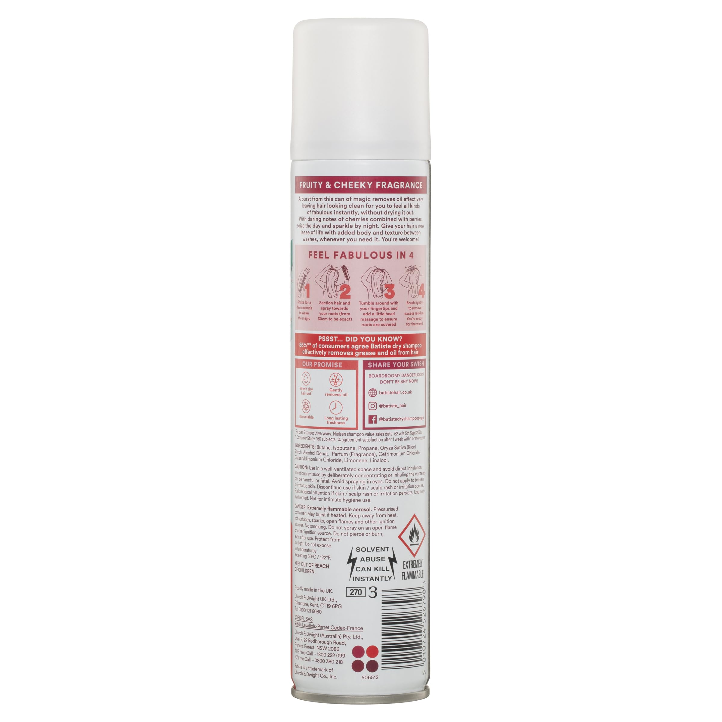 Batiste Dry Shampoo for Oily Hair - Cherry Scented Volumizing Spray (6.73 fl oz) | Quick Refresh Between Washes, Travel & Gym Essential for Fresh Hair