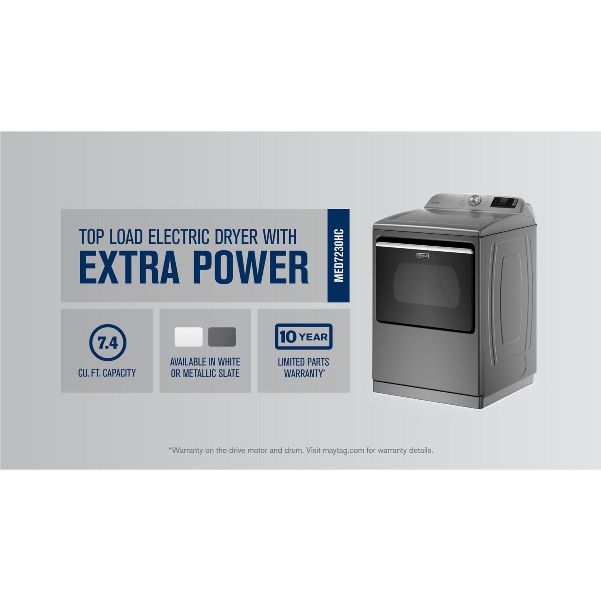 Maytag YMED7230HC Electric Dryer - Metallic Slate | Large Capacity, Energy Efficient | Perfect for Laundry Rooms & Apartments