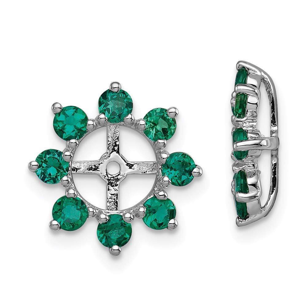925 Sterling Silver Lab Created Emerald Earring Jackets - Dainty Fine Jewelry for Women, Gift for Her, Bridesmaid, Birthday, Anniversary - Perfect for Weddings, Parties & Special Occasions