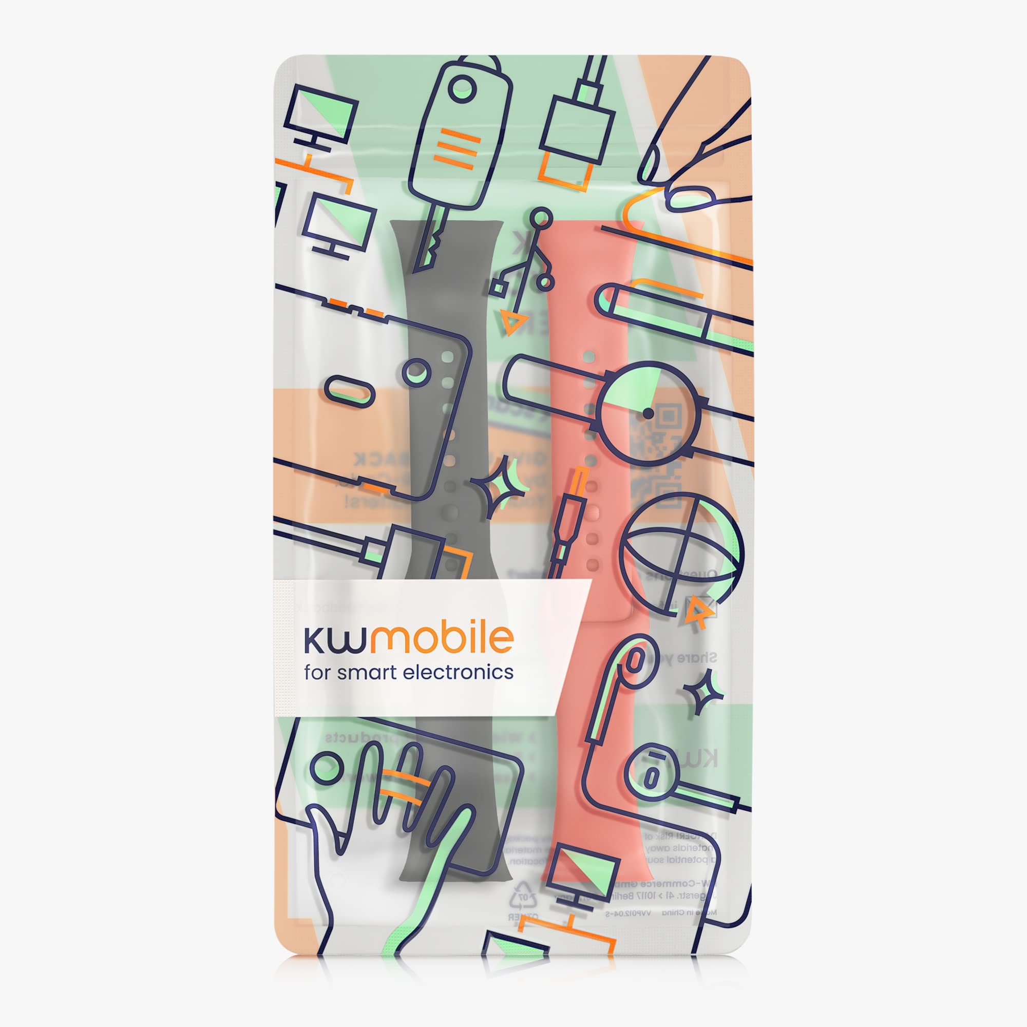 kwmobile Replacement Silicone Watch Straps for Xiaomi Redmi Mi Watch Lite 3 / Redmi Watch 3 - 2-Pack Durable Sport Bands (Black/Dark Blue) for Gym, Running & Everyday Wear