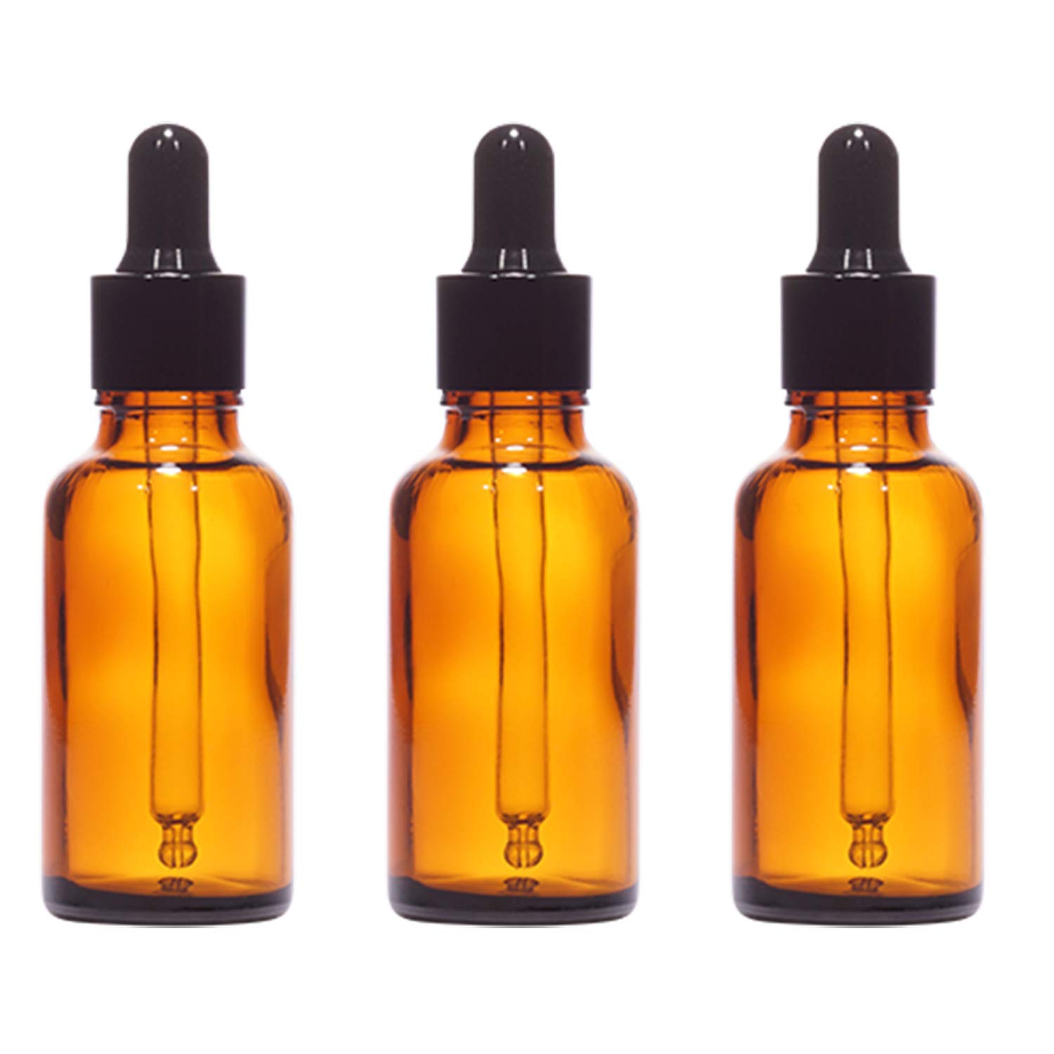 30ml Amber Round Glass Bottle with Dropper & Black Cap - Essential Oil, CBD, DIY Skincare Storage - Perfect for Aromatherapy & Travel Use