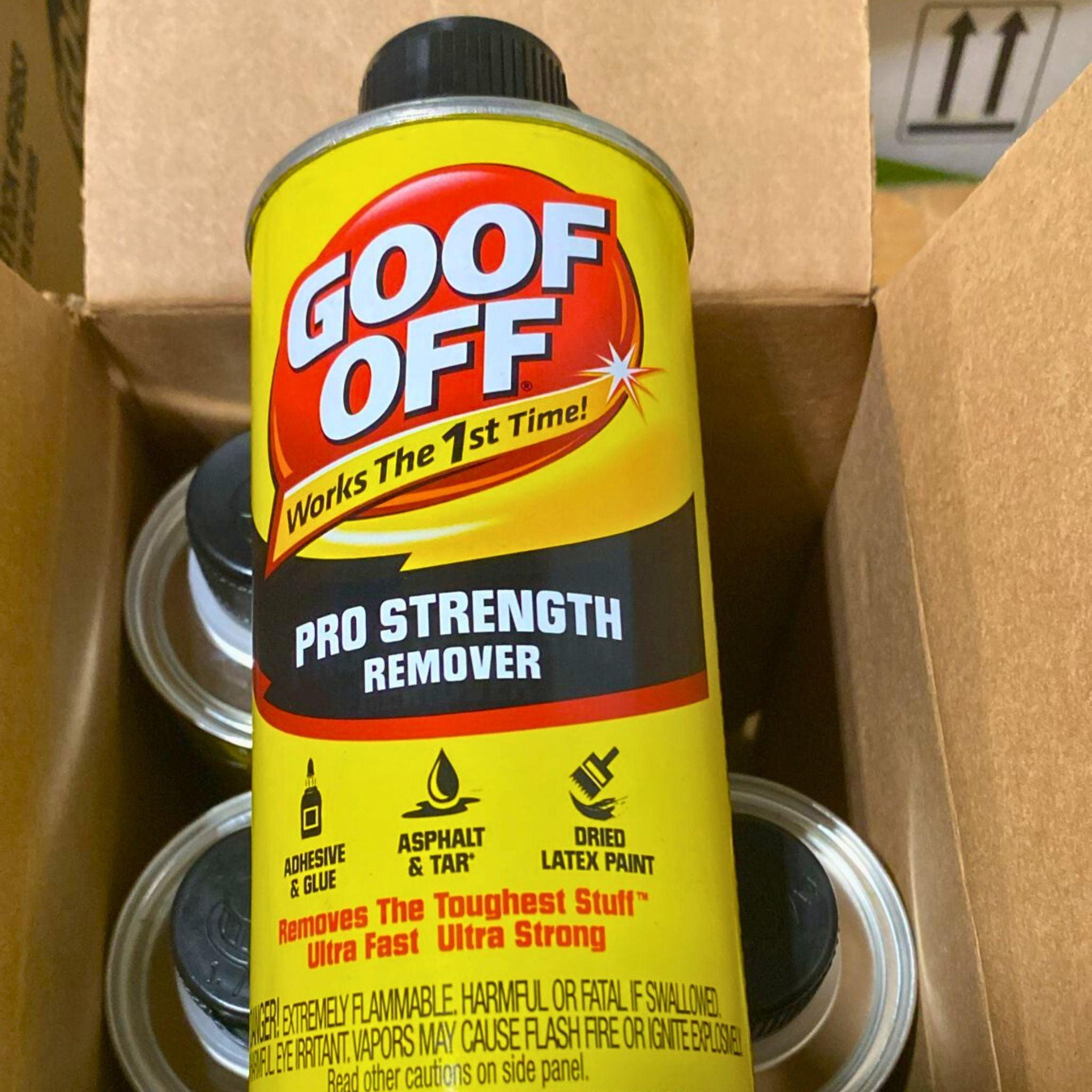 Goof Off Pro Strength Remover - 16OZ (48 Pack) | Fast-Acting Adhesive, Paint & Stain Remover | Perfect for Home Improvement, DIY Projects & Industrial Cleaning
