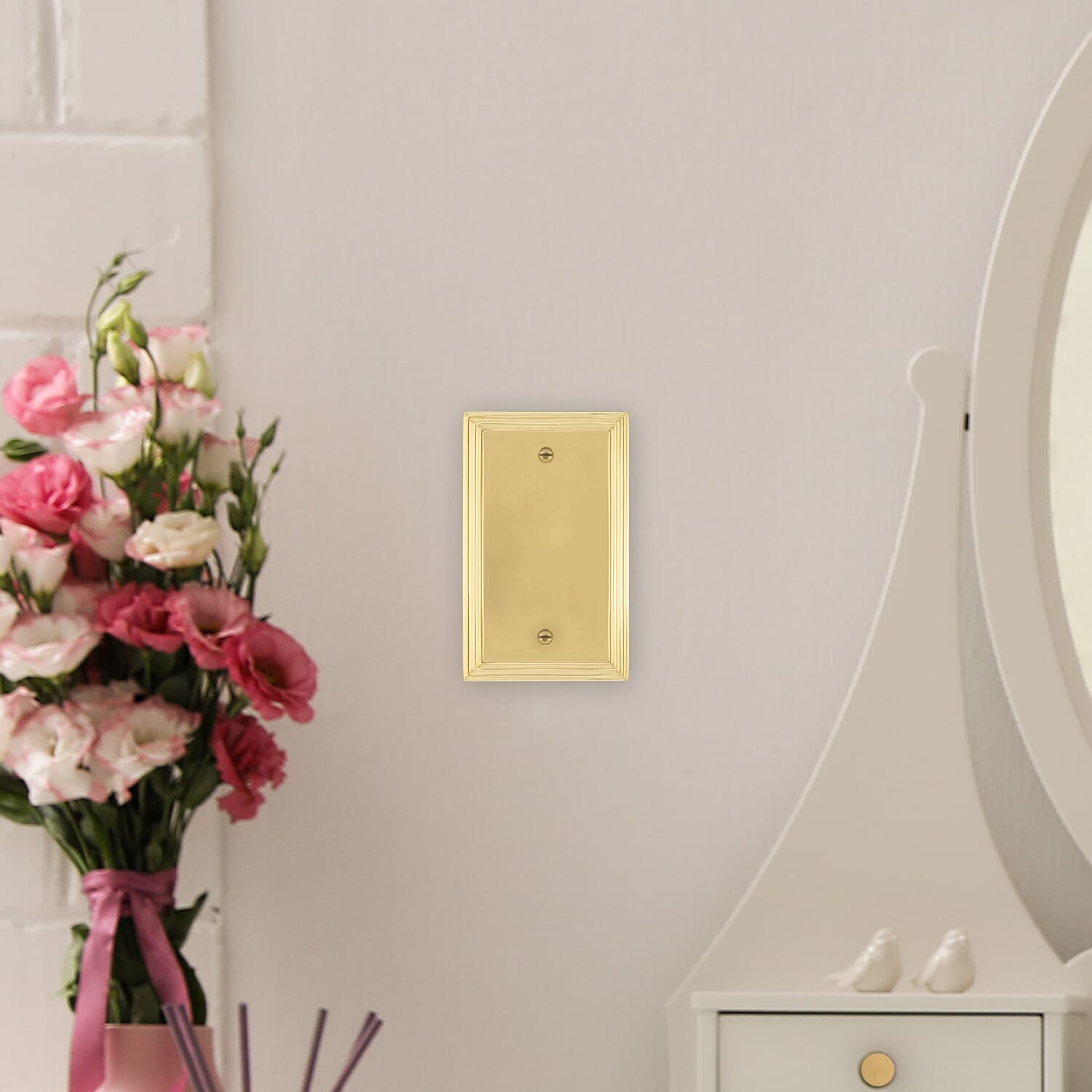 Polished Brass Deco Switch Plate with Blank Cover - Elegant Wall Plate for Home & Office Decor