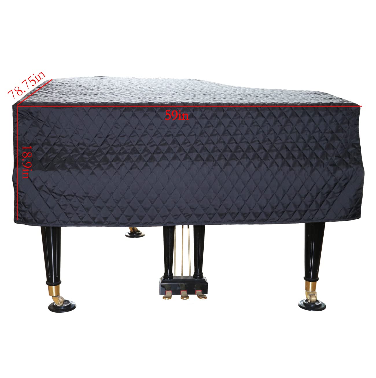 Premium Grand Piano Dust Cover - Quilted Diamond Pattern Waterproof Protector (200cm/78.75in, Black) for Home, Studio & Stage Protection