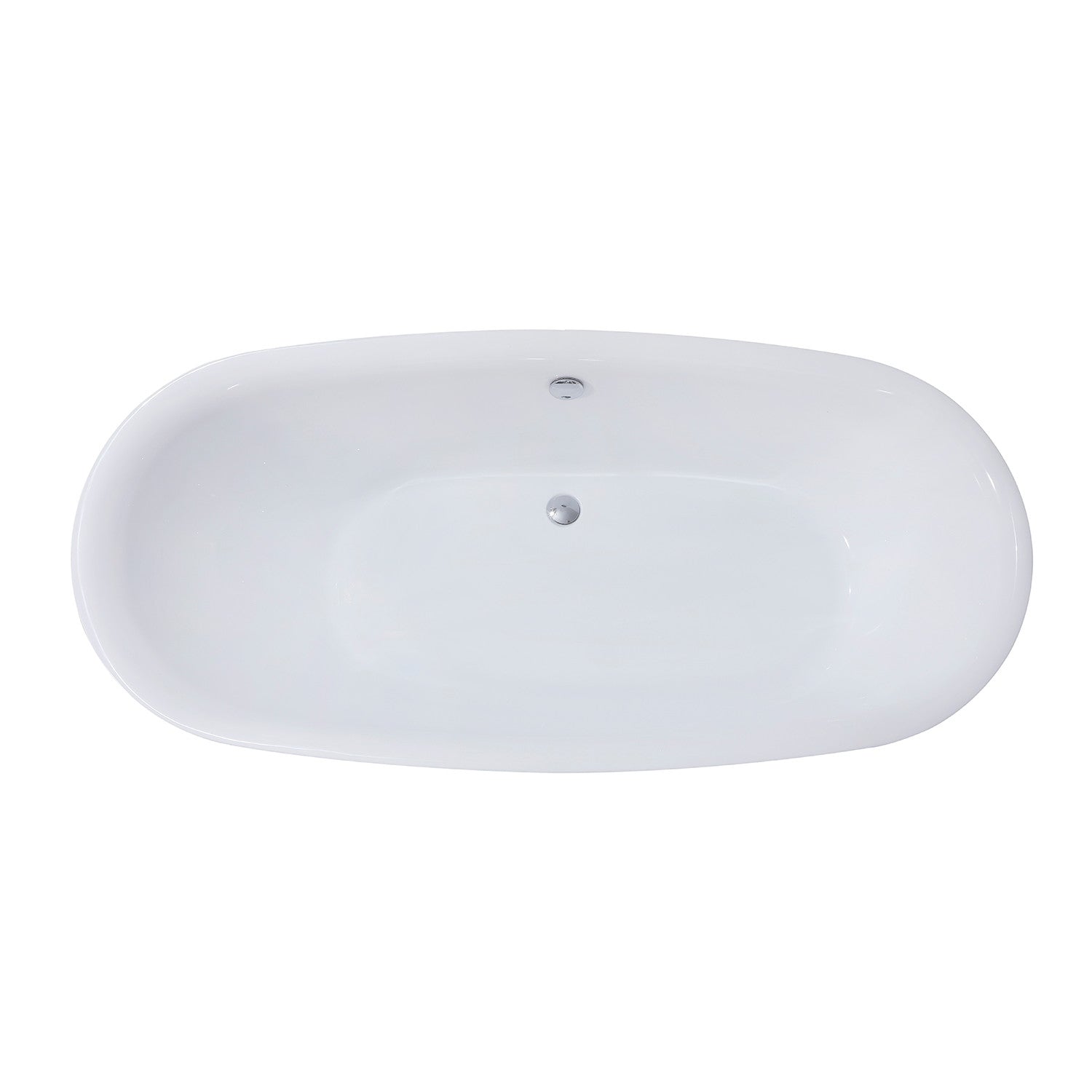 Aqua Eden VTDE713321 71-Inch Glossy White Acrylic Oval Freestanding Bathtub with Drain - Double Ended Soaking Tub for Luxury Bathrooms & Spa Retreats