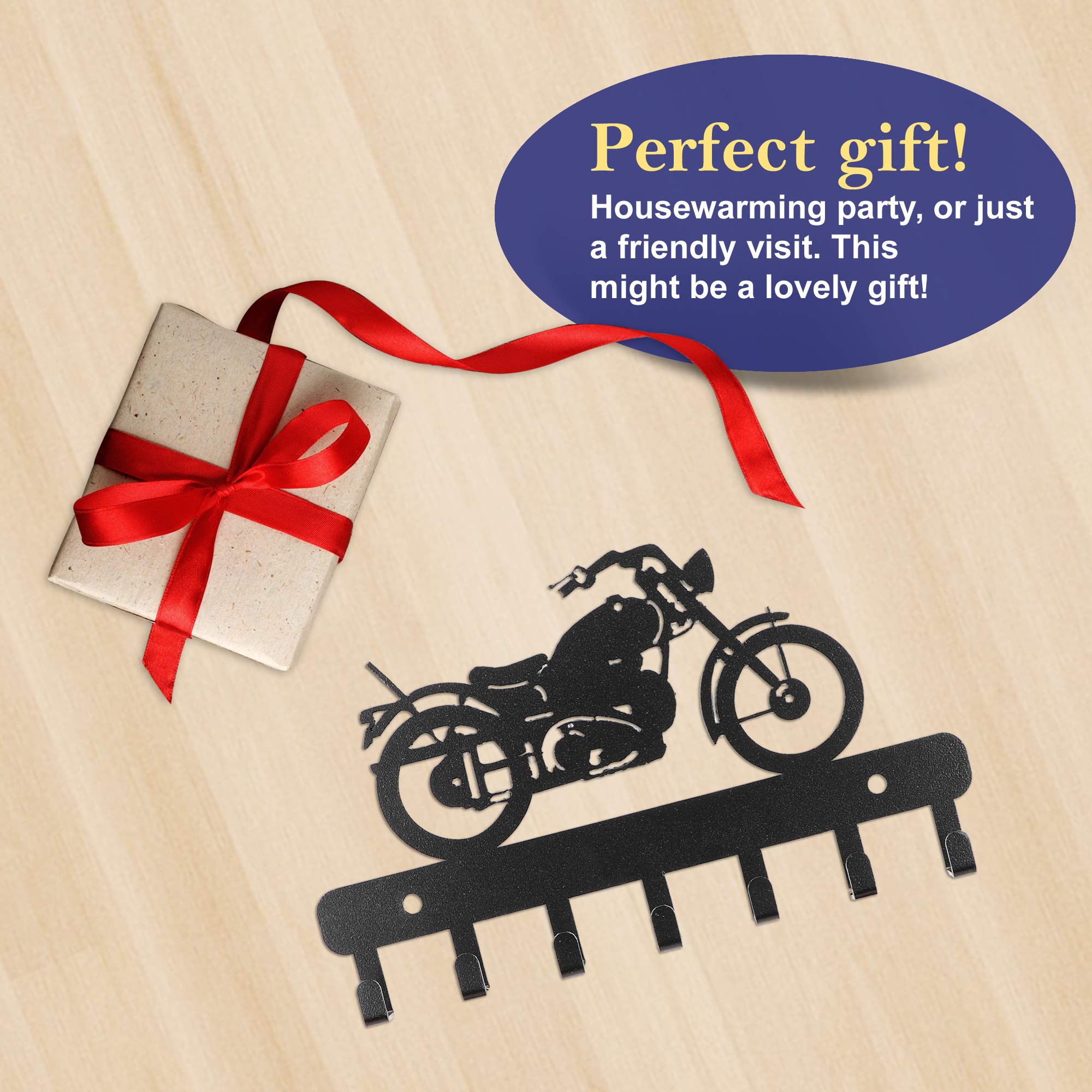 Decorative Metal Wall Hooks for Keys, Hats & Coats | 7-Hook Bike Wall Rack for Kitchen Utensils & Bathroom Towels | Space-Saving Wall Mounted Key Holder & Organizer | Perfect for Entryway, Kitchen, Bathroom & Garage Organization