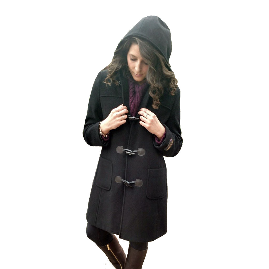 Eliz Scott Women's Wool & Cashmere Duffle Coat - Warm Winter Overcoat with Hood, 2 Color Options | Perfect for Cold Weather, Office Wear & Outdoor Activities